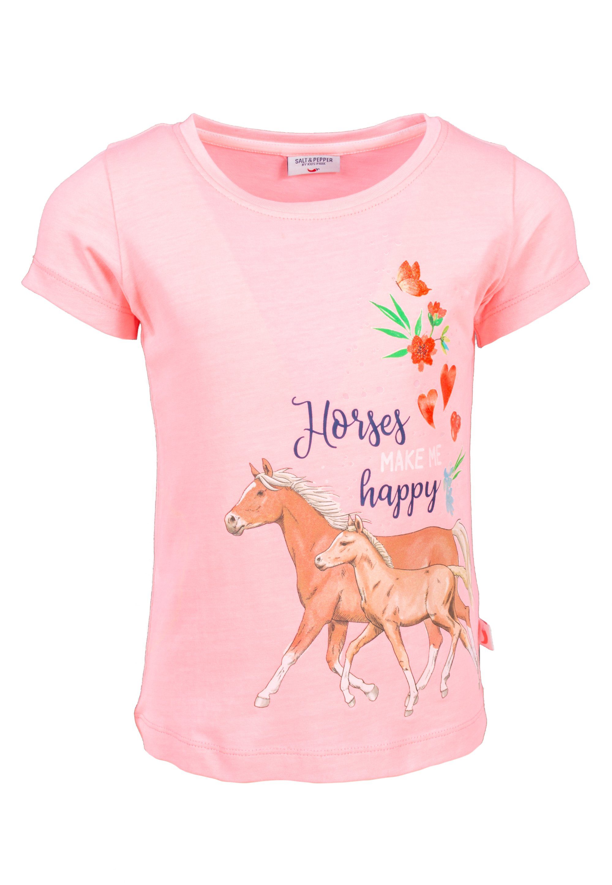SALT AND PEPPER T-Shirt S/S Print Glitter Horses (1-tlg) neon melon