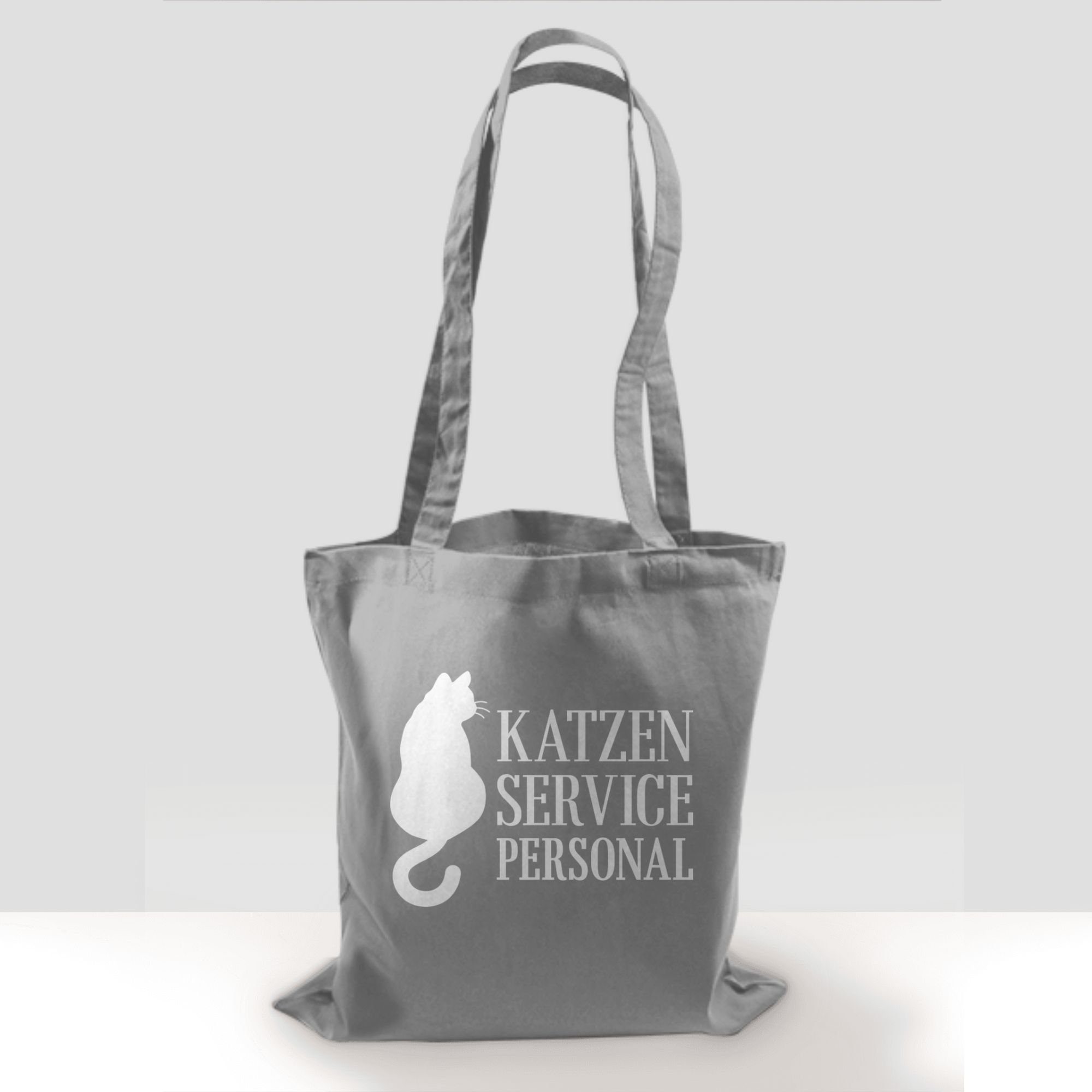 2 Shirtracer Servicepersonal Katzenbesitzer weiß, Umhängetasche Katzen Geschenk Hellgrau