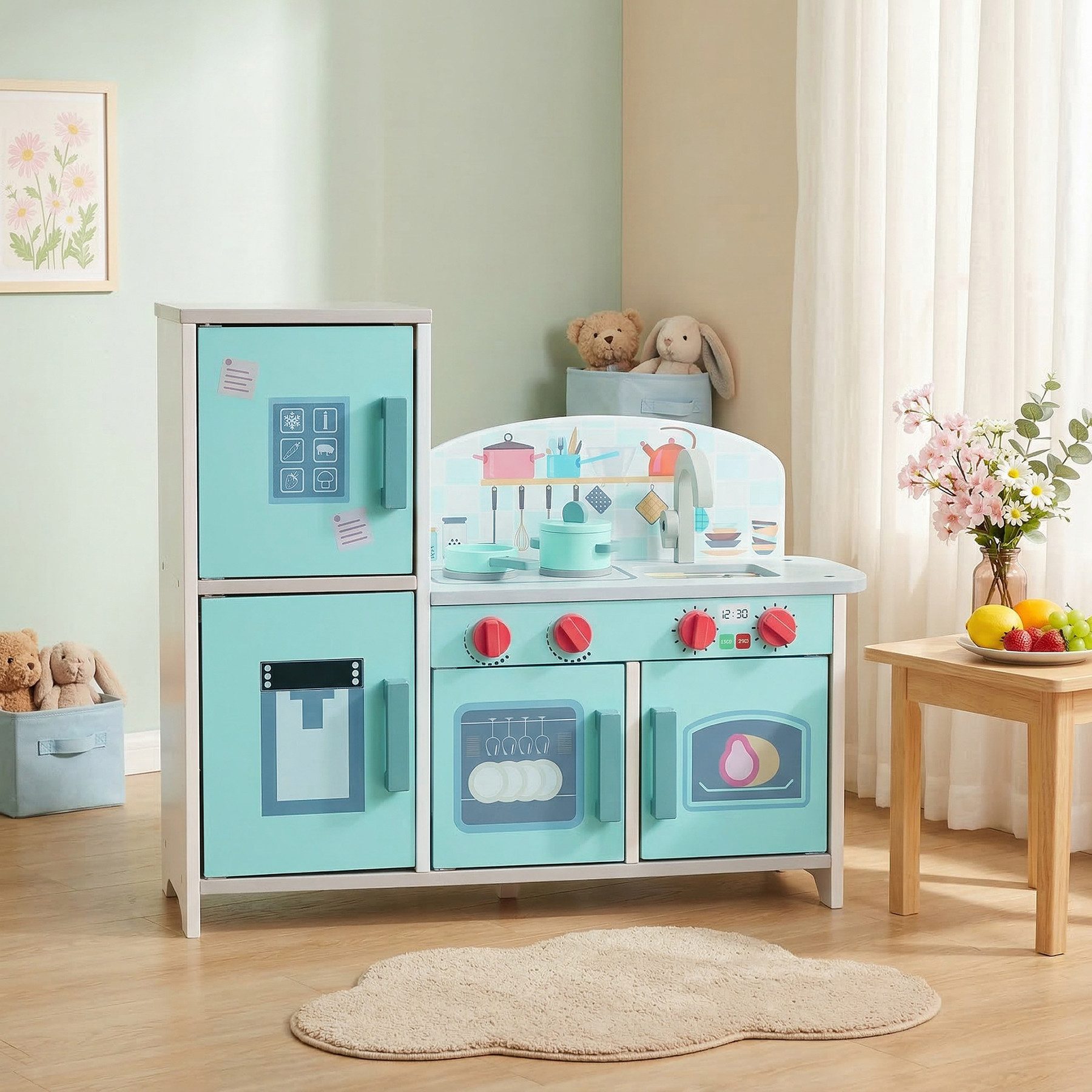 HomeMiYN Spielküche Kinderküche Holz Spielküche Spielzeug Multifunktionales, Hergestellt aus Holz