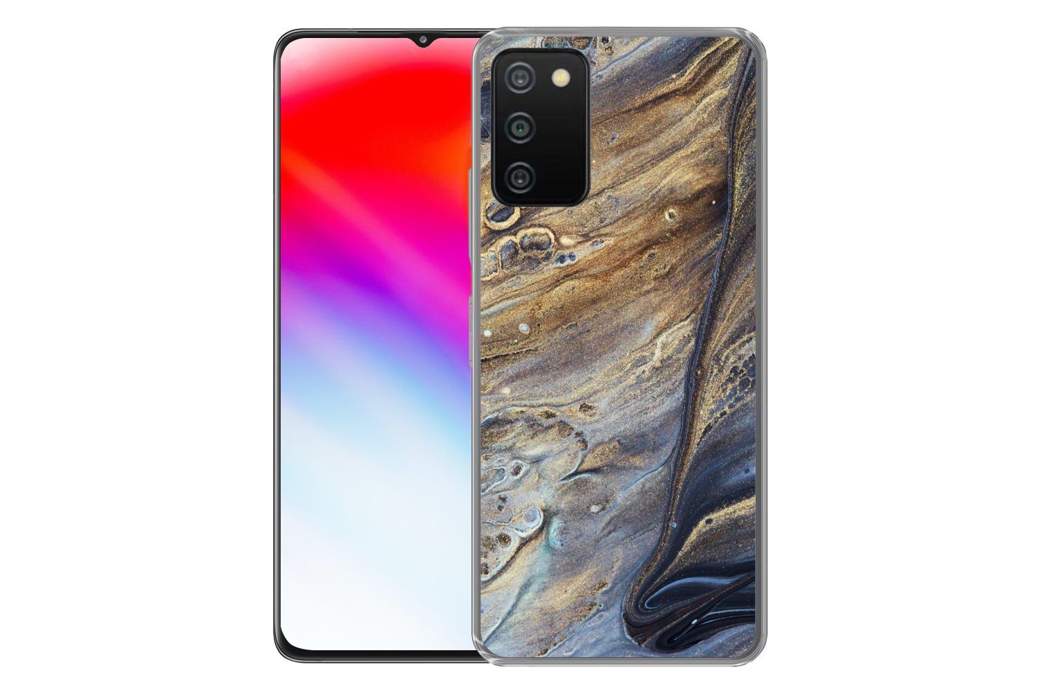 MuchoWow Handyhülle für Samsung Galaxy A03s Marmor - Gold - Aquarell - Textur - Marmoropti, Smartphone-Bumper, Print, Handy Schutzhülle Dünn