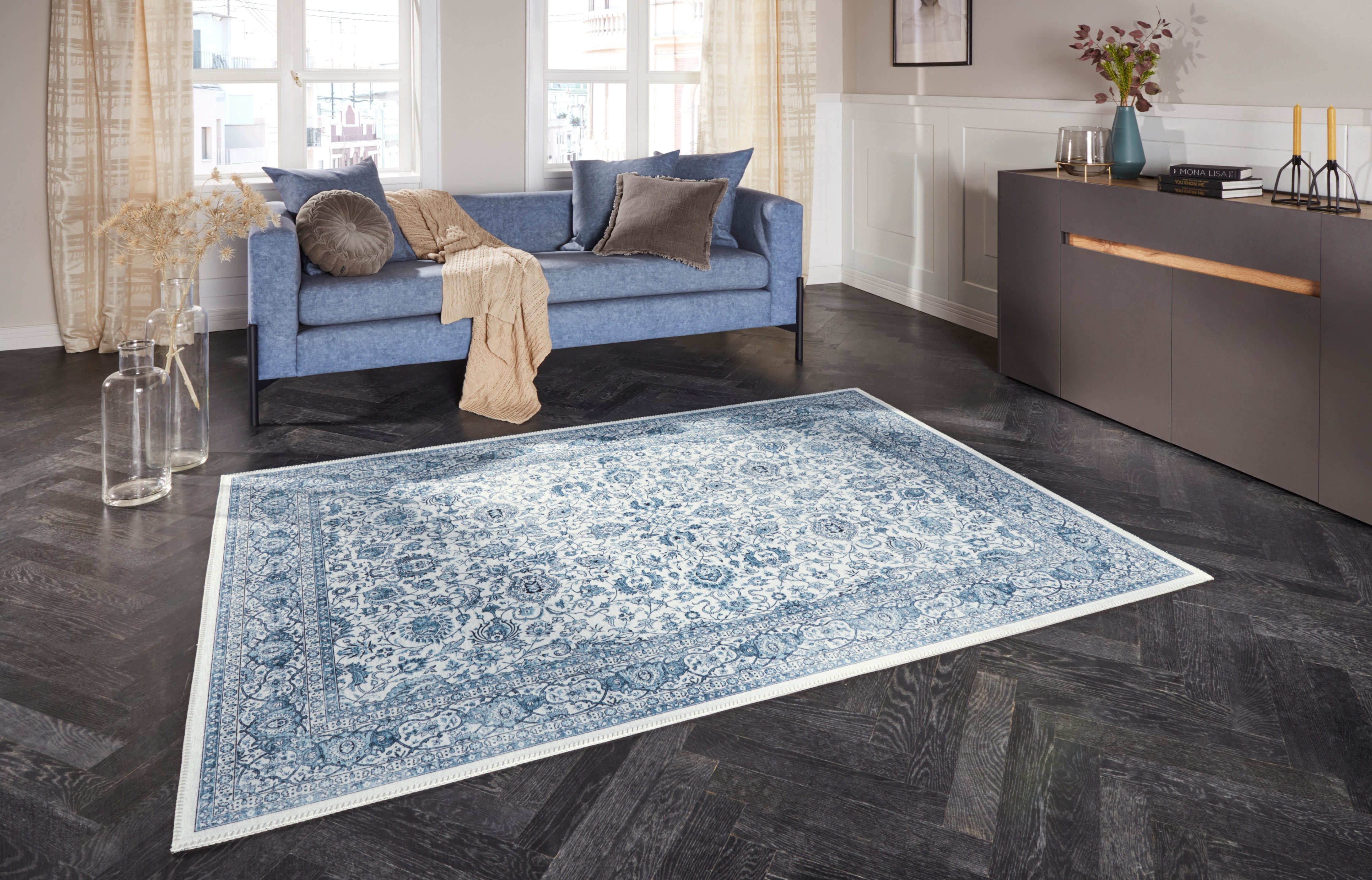 ELLE DECORATION Teppich Keshan Maschad, rechteckig, Höhe: 5 mm, Orientalisch, Läufer, Kurzflor, Vintage, Wohnzimmer, Schlafzimmer