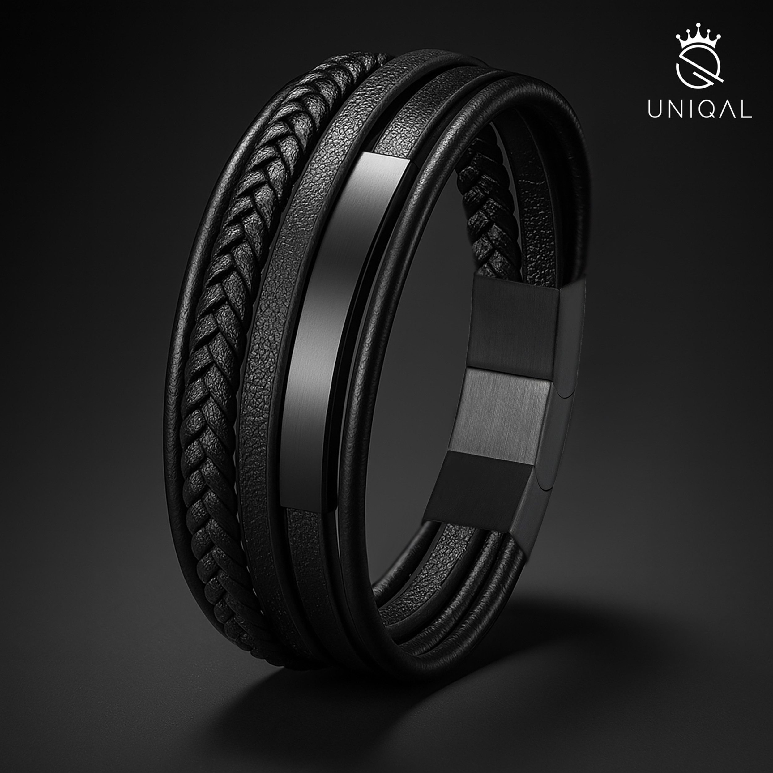 UNIQAL.de Lederarmband Lederarmband Herren "PLATE" geflochten, (Edelstahl, günstig online kaufen