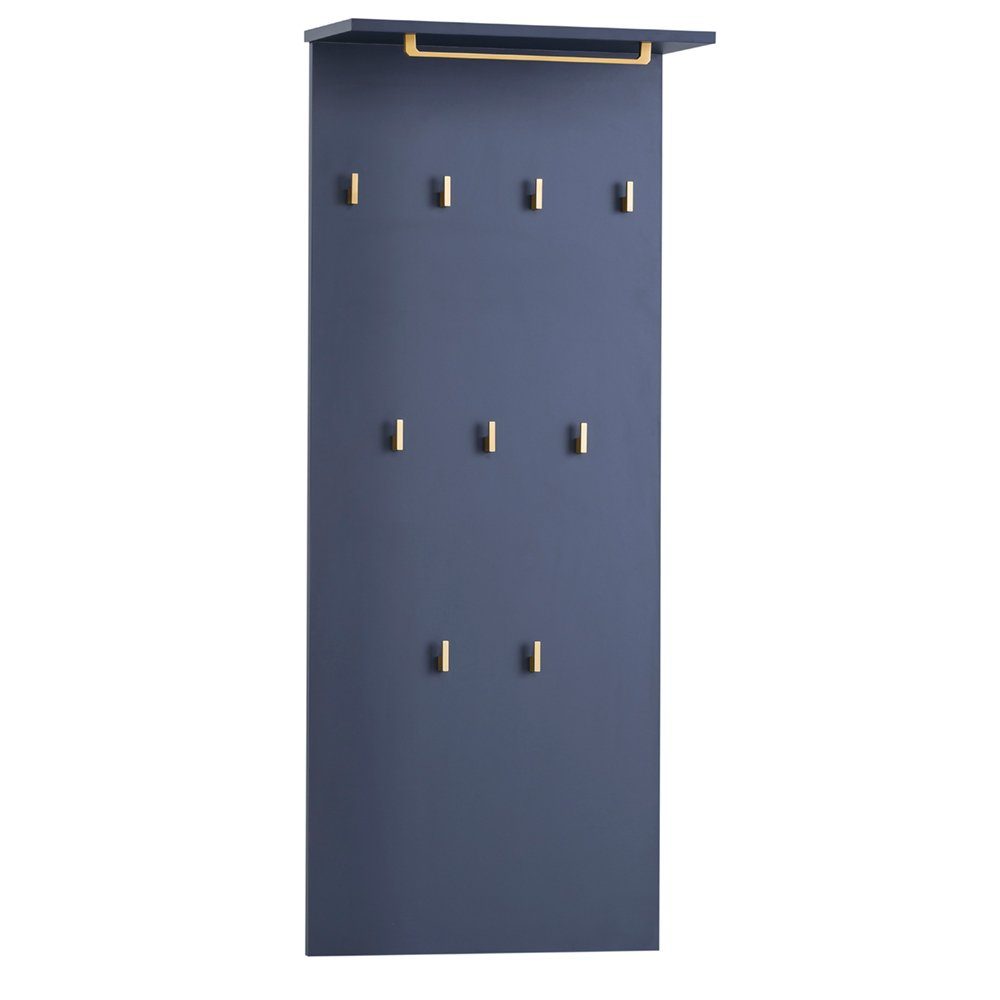 Lomadox Garderobenpaneel KELLA-80, Flur Wandgarderobe Garderobenmöbel Kleiderhaken blau 50x120,6x19,9 cm