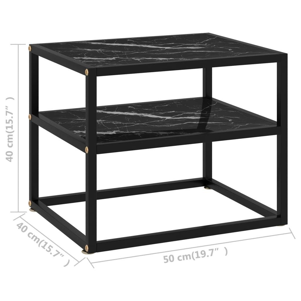 cm Hartglas 50x40x40 Konsolentisch (1-St) und Weiß Schwarz und Schwarz Beistelltisch Weiß Schwarz vidaXL |