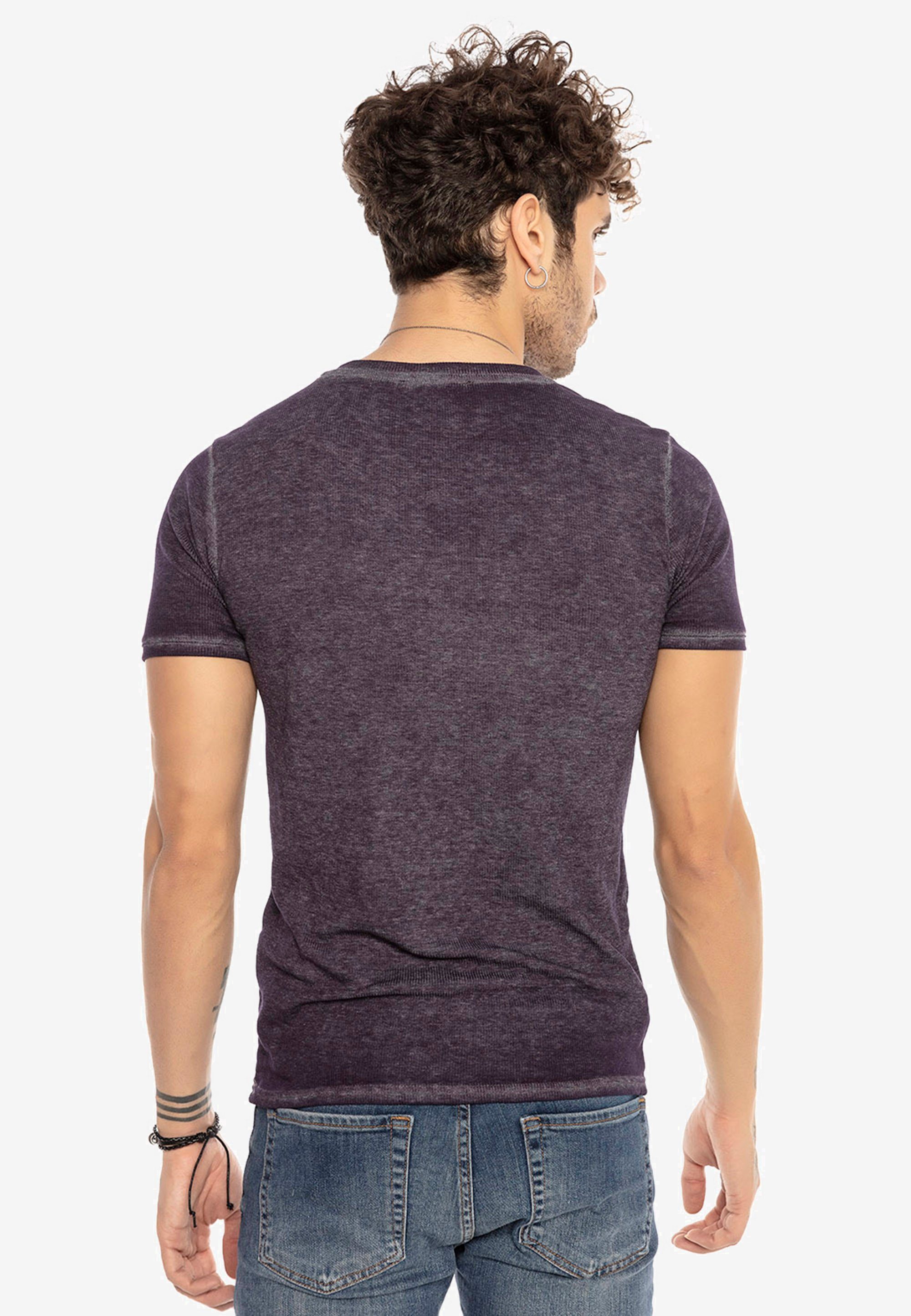 RedBridge T-Shirt Clarksville mit Neon dunkelblau mit V-Ausschnitt melliert