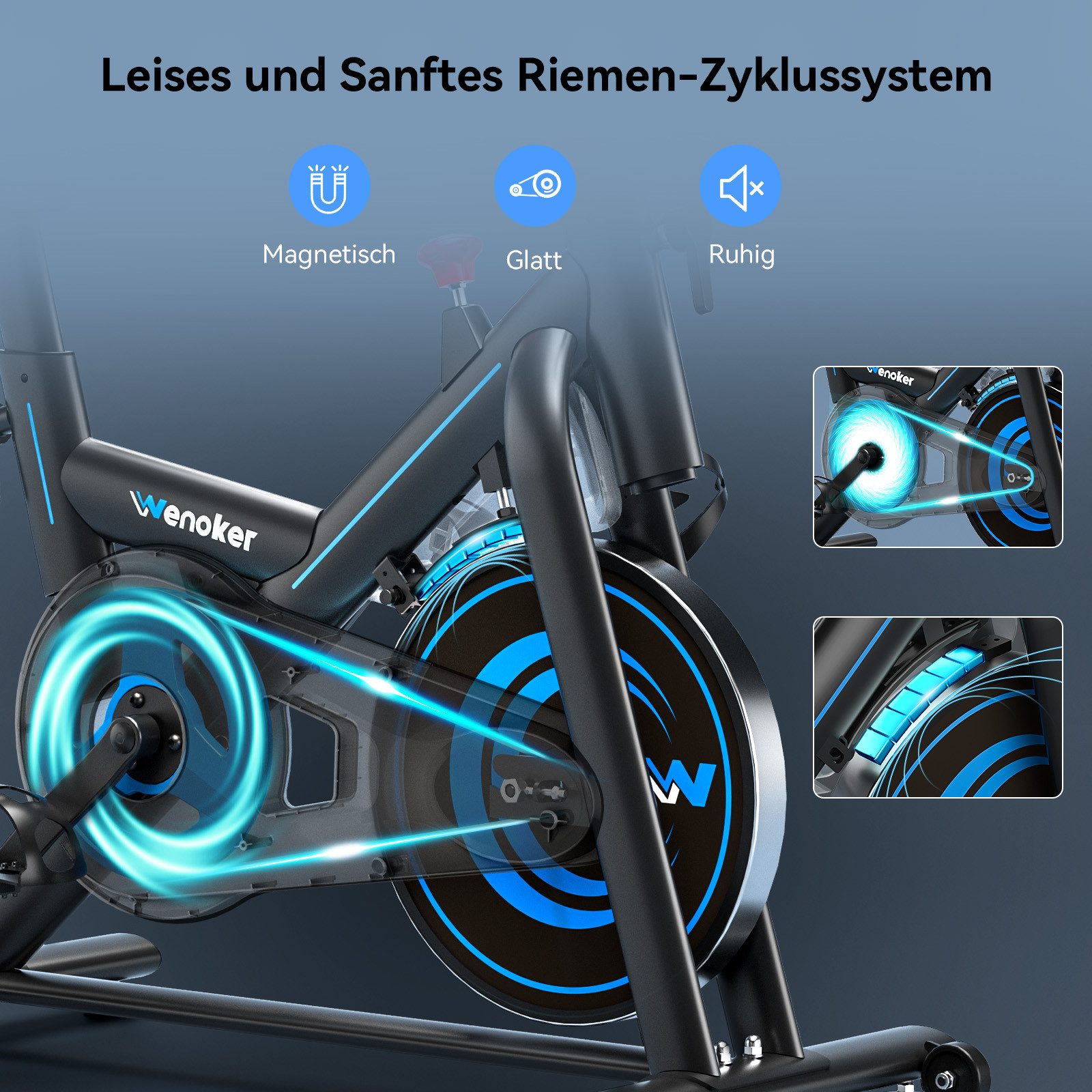 Wenoker Heimtrainer Fahrrad mit App – Leises Hometrainer mit Magnetwiderstand (1-tlg), Indoor Fitnessbike für Kardio-Training zu Hause