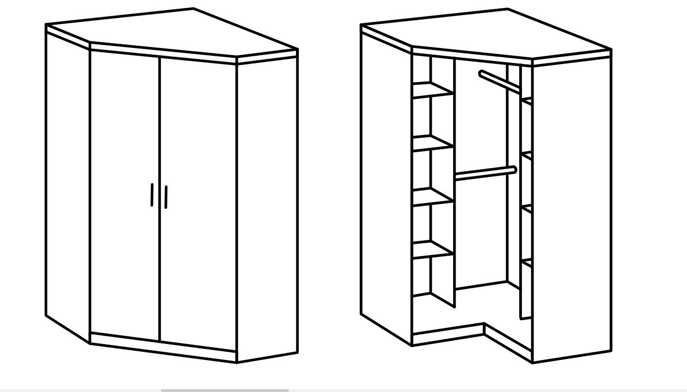 möbel-direkt.de Kleiderschrank Bela "Borkum" in Landhausstil Weiß (komplett, 1-St., Eckkleiderschrank, Drehtürenschrank) Made in Germany, in weißem Landhausstil, mit Soft-Close-Funktion