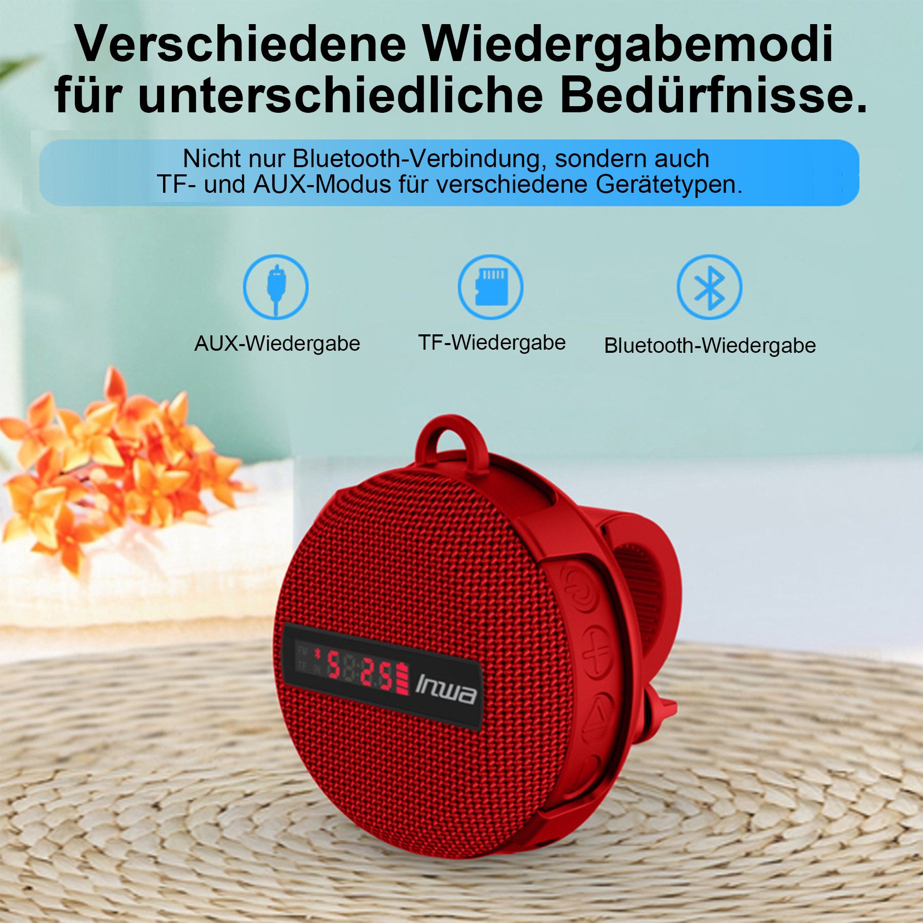 Senmudi musikbox bluetooth,Lautsprecher,bluetooth box,bluetooth speaker Bluetooth-Lautsprecher Tragbarer,Drahtlose,für Radfahren Camping Wandern,Outdoor Wasserdicht (Netzwerkstandard, 5 W, Bluetooth Fahrrad Lautsprecher,IPX7 Ausgestattet Fahrradständer)