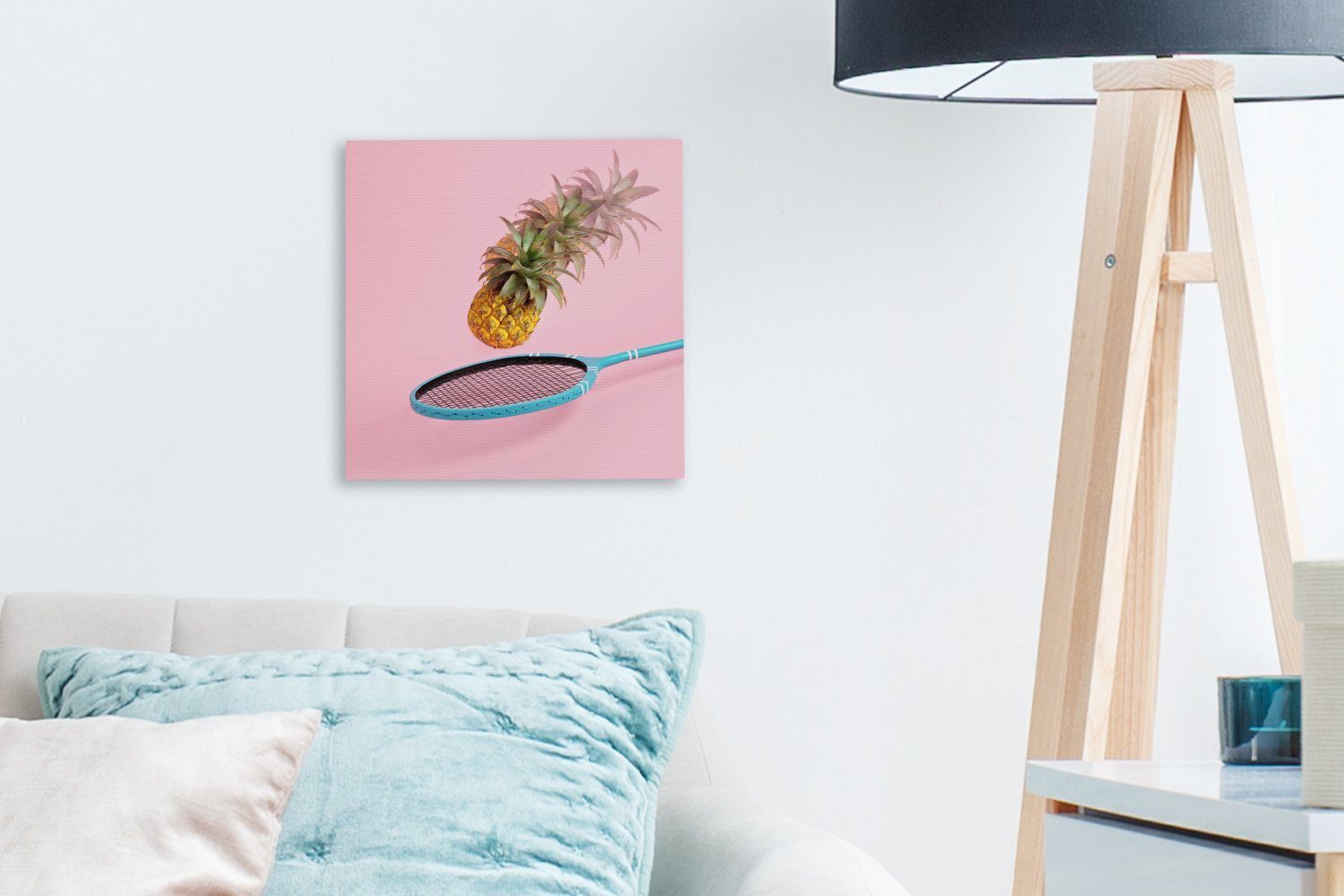 - Leinwandbild Ananas OneMillionCanvasses® für Bilder Schlafzimmer Badminton (1 St), Rosa, Wohnzimmer - Leinwand