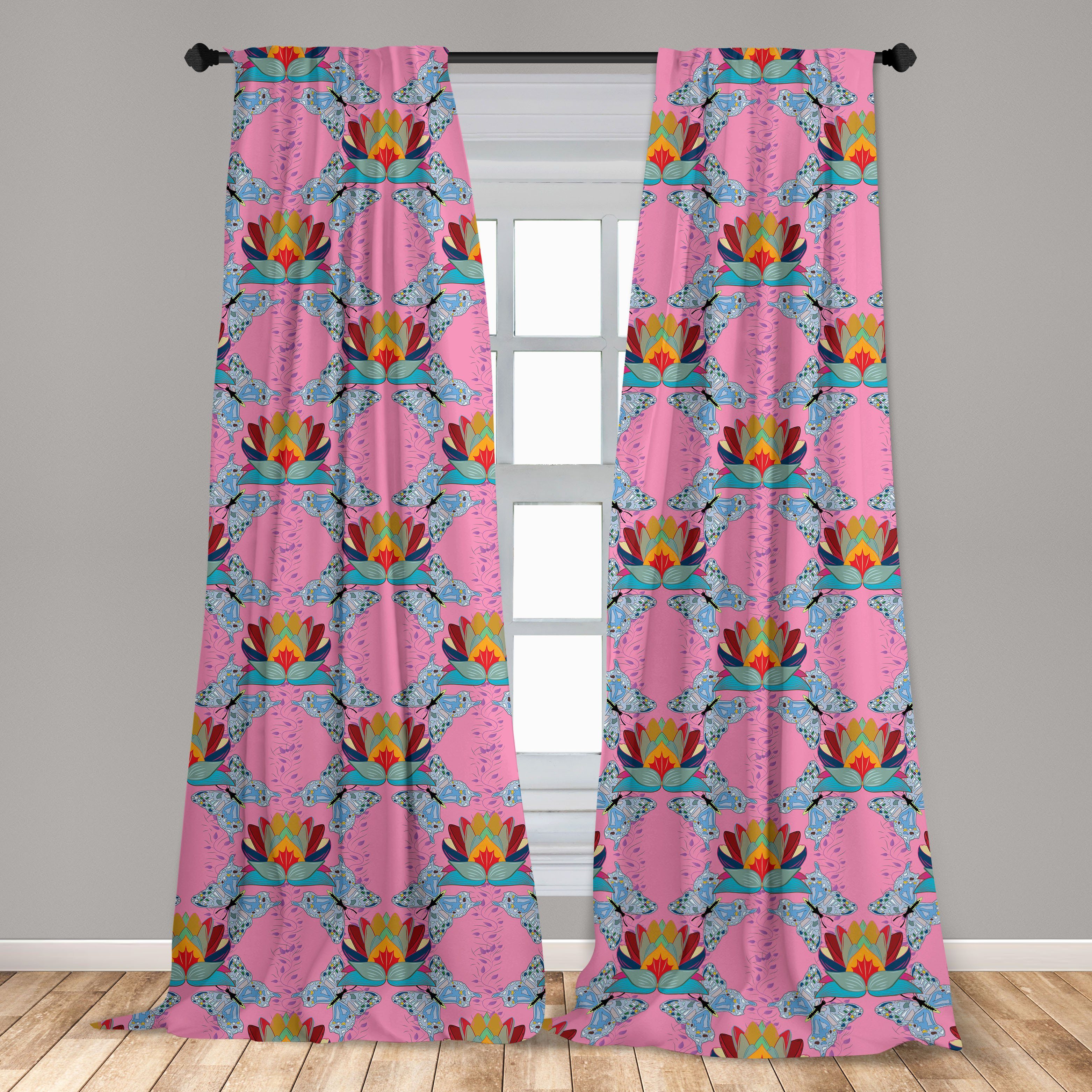 Gardine Vorhang für Wohnzimmer Dekor, Abakuhaus, Lotus of Microfaser, Schlafzimmer Flower Prosperity