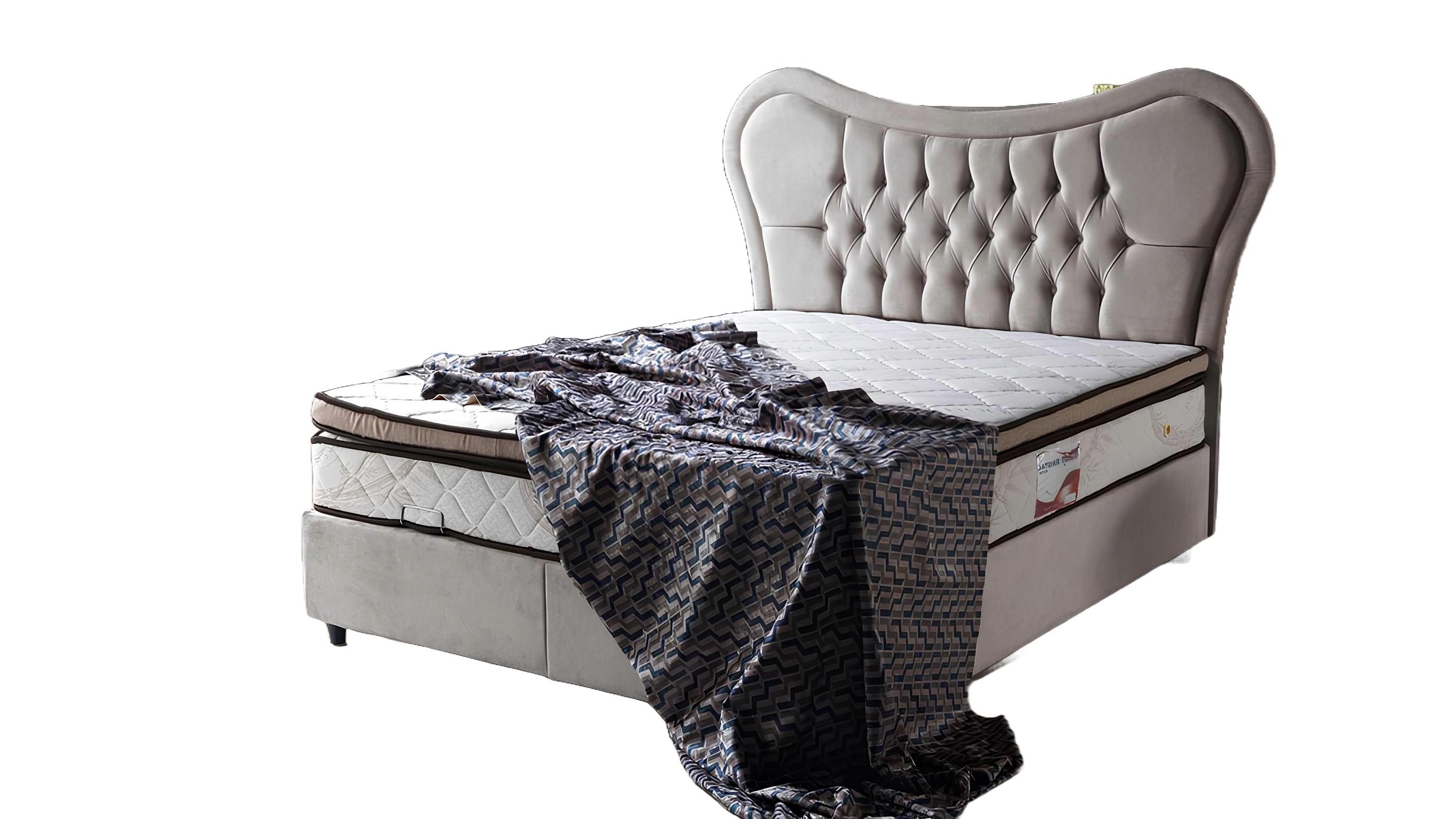 Bett Luxuriöses Beige Polsterbett im Chesterfield Design für Schlafzimmer