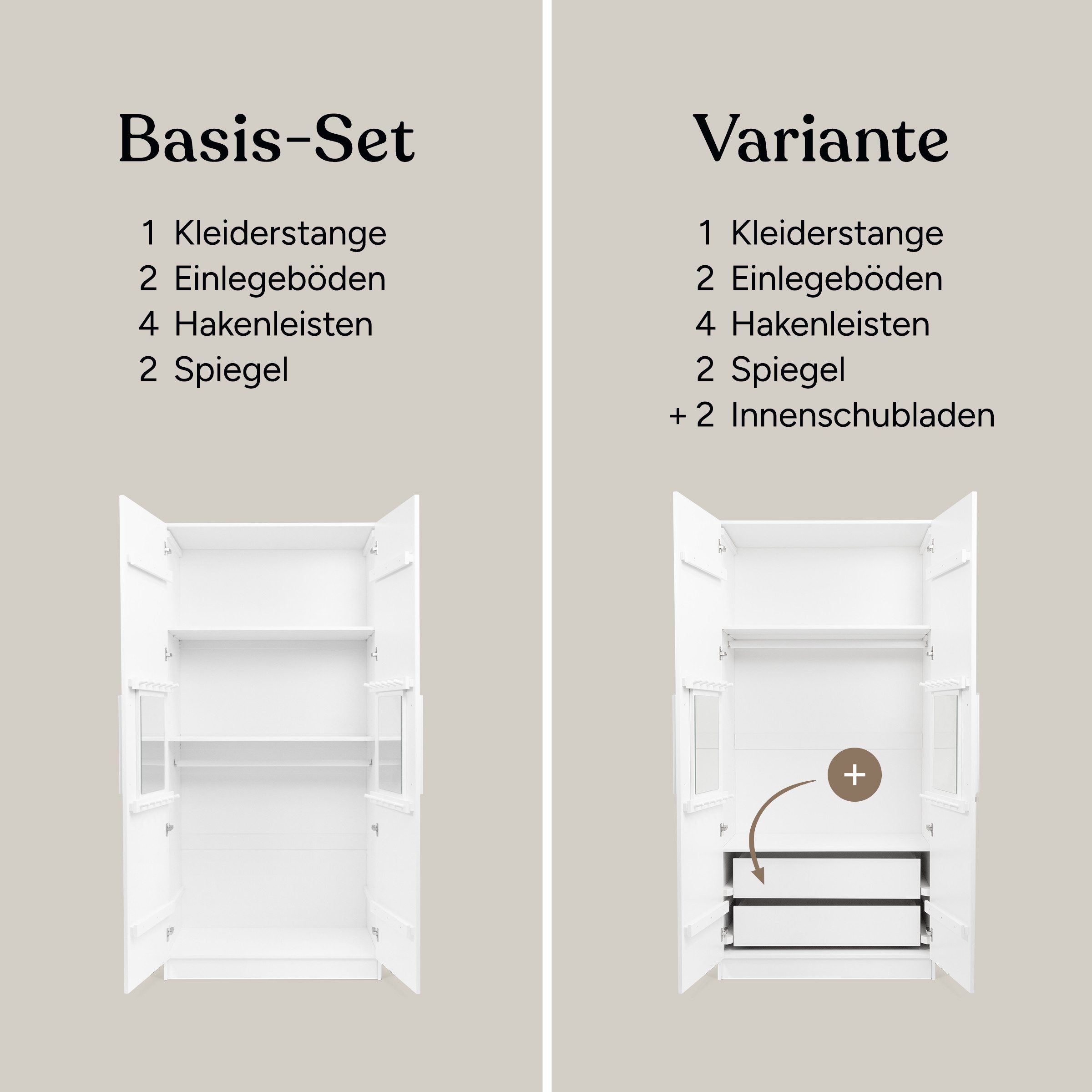 Ehrenkind Kleiderschrank Linia 100 cm aus Kiefernholz (inkl. Kleiderstange und 2 Einlegeböden, flexibel anpassbare Innenaufteilung für Kinderzimmer) mit Soft-Close-System, individiuelles Rastersystem