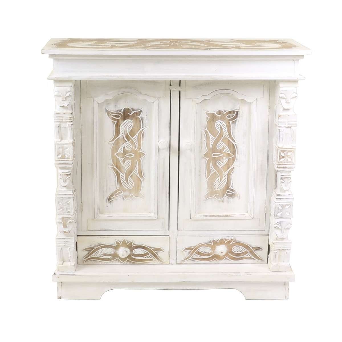 Oriental Galerie Mehrzweckschrank Schrank 80 x 80 cm Tribal Weiß