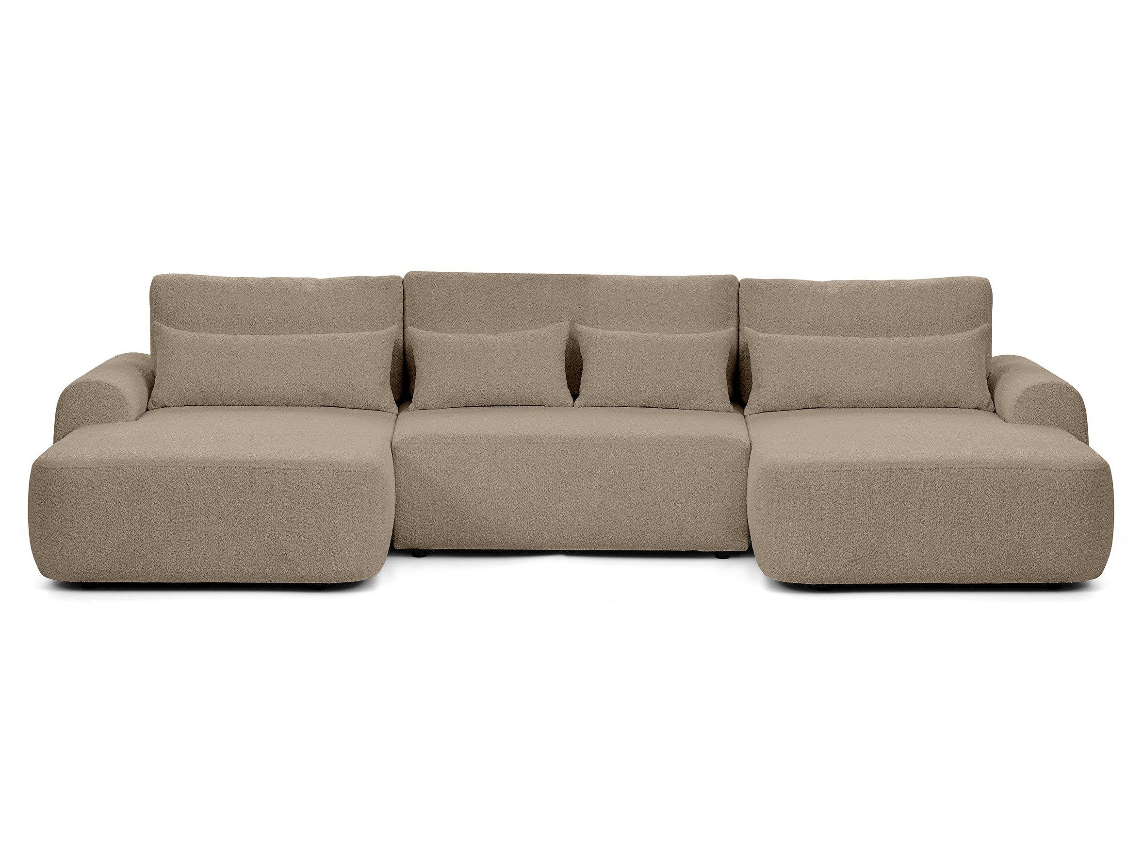 Beautysofa Ecksofa Oliver U-Form mit Schlaffunktion & Bettkasten, Großes Sofa mit Bouclé Stoff QUELLE, 6 Farben, Breite: 355 cm