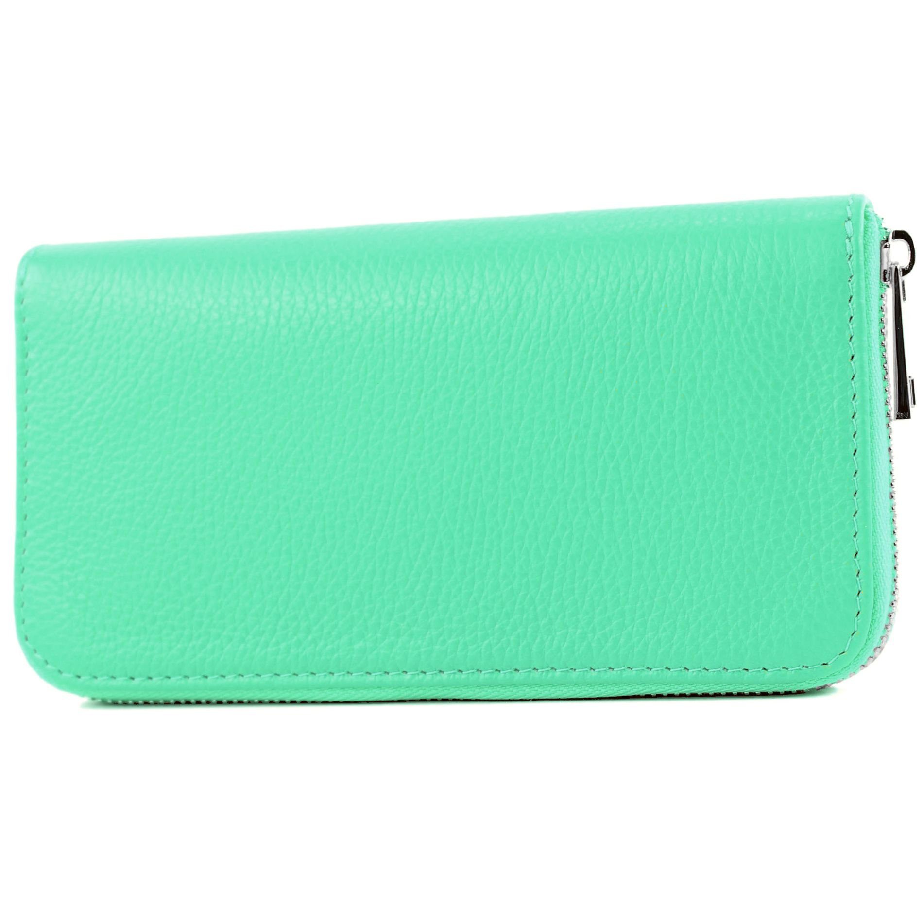 modamoda de Clutch Mint Italy in Echtleder Handmade SILBER-P02