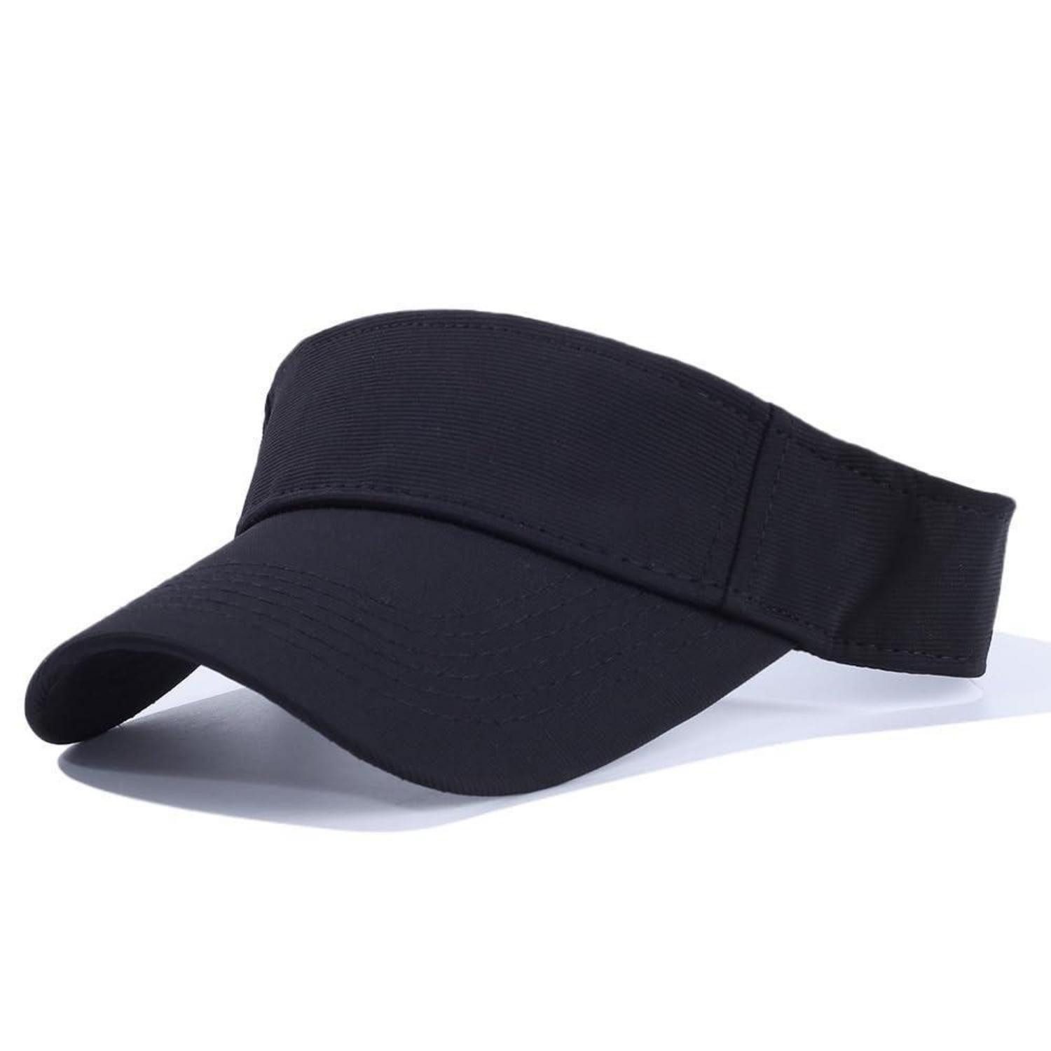 Visor Schirmmütze Unisex Sonnenblende UV Schutz Tennis Golf Schwarz