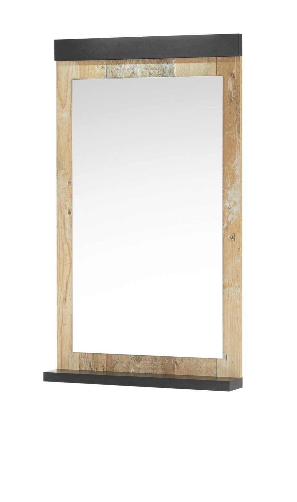 Furn.Design Badspiegel Stove (Wandspiegel mit Ablage 66 x 95 cm, Used Wood), wahlweise mit LED Beleuchtung