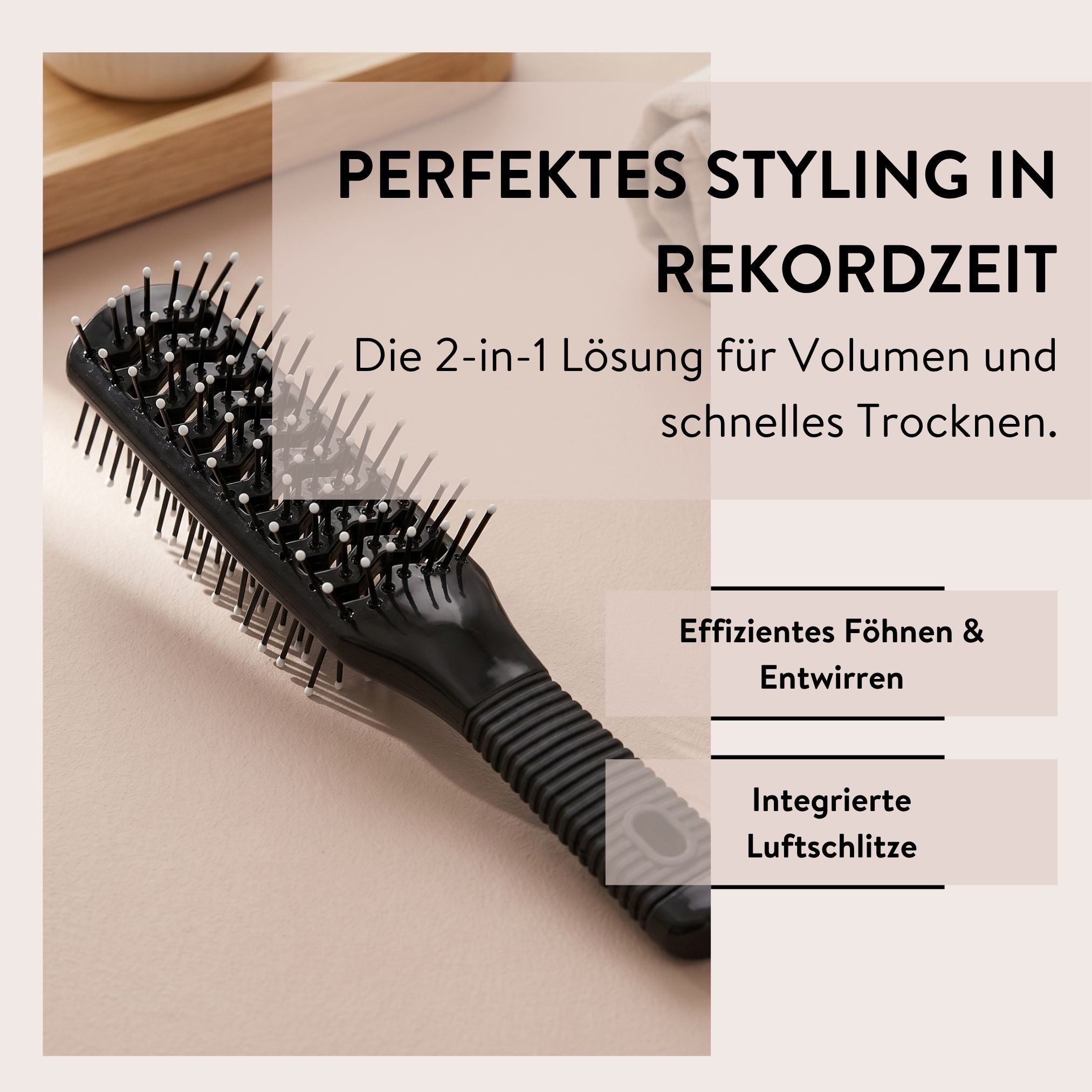 PARSA Beauty Haarbürste Essential Haarbürste Luftschlitz, Doppelseitig für maximales Volumen