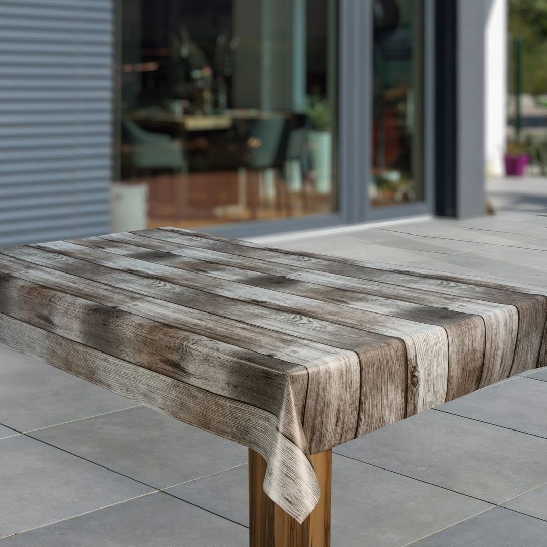 laro Tischdecke Wachstuch-Tischdecken Abwaschbar Holzoptik Grau günstig online kaufen