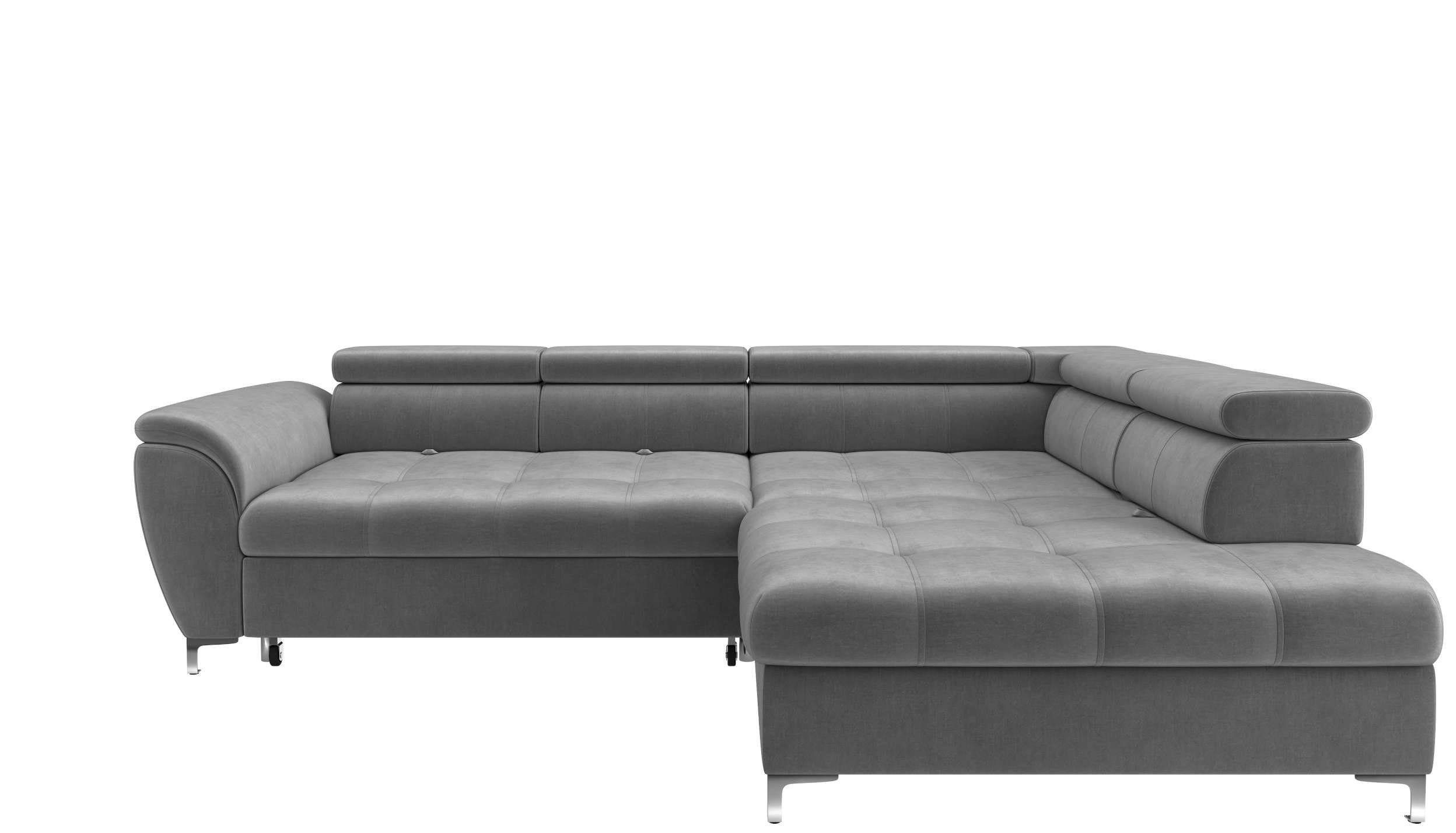 Bettkasten, und Stylefy oder Design inklusive links Rückenteil- mit rechts Neoklis, bestellbar, Eckcouch, Metall, Modern Bettfunktion und Ecksofa L-Form, mane Kopfteilverstellung,