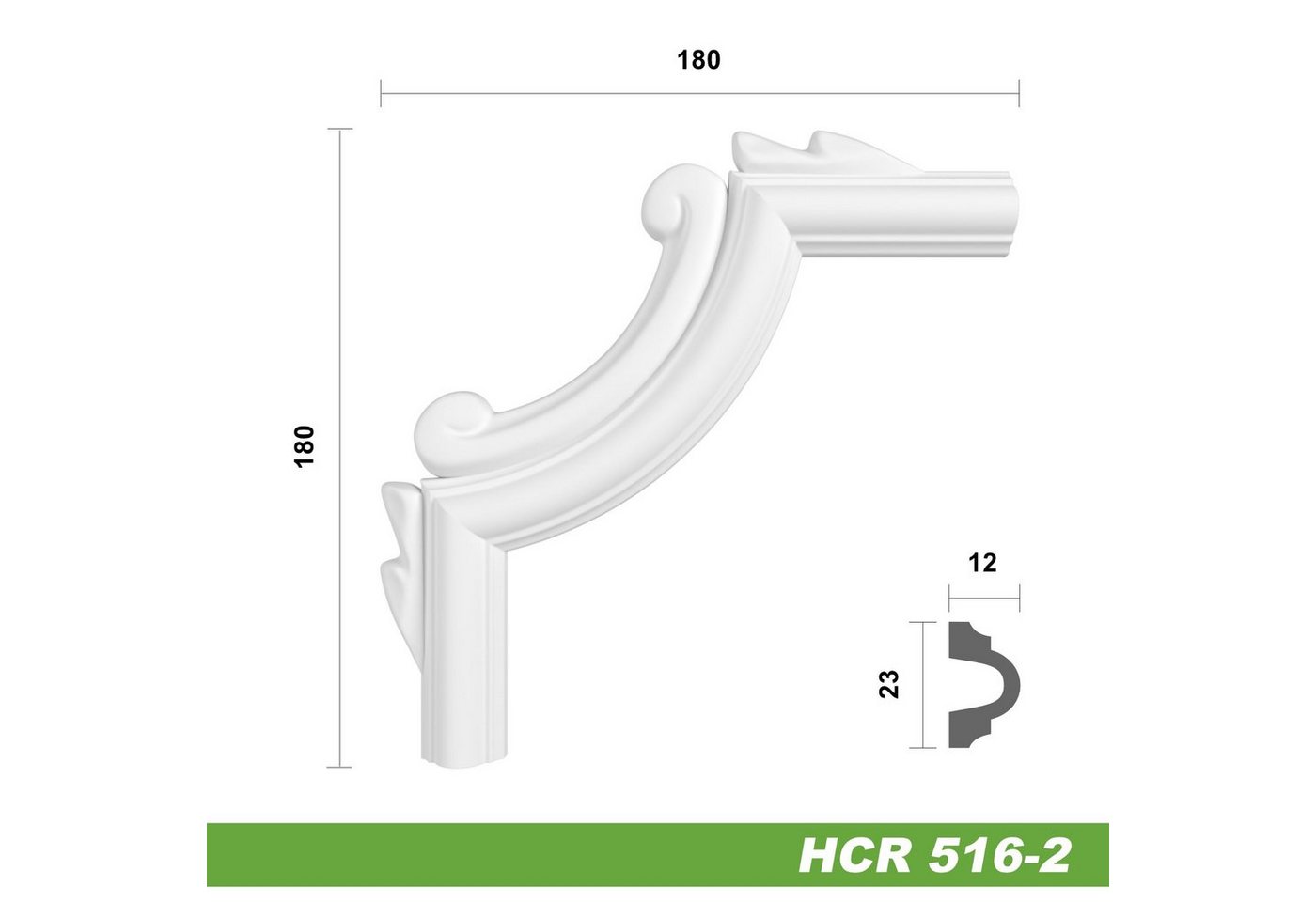 Thumbnail - Hexim Zierleiste HCR516-2, 2 Ecken, HEXIM Eckstück aus PU-Polyurethane - extrem widerstandsfähig, schneeweiß & modern (2...