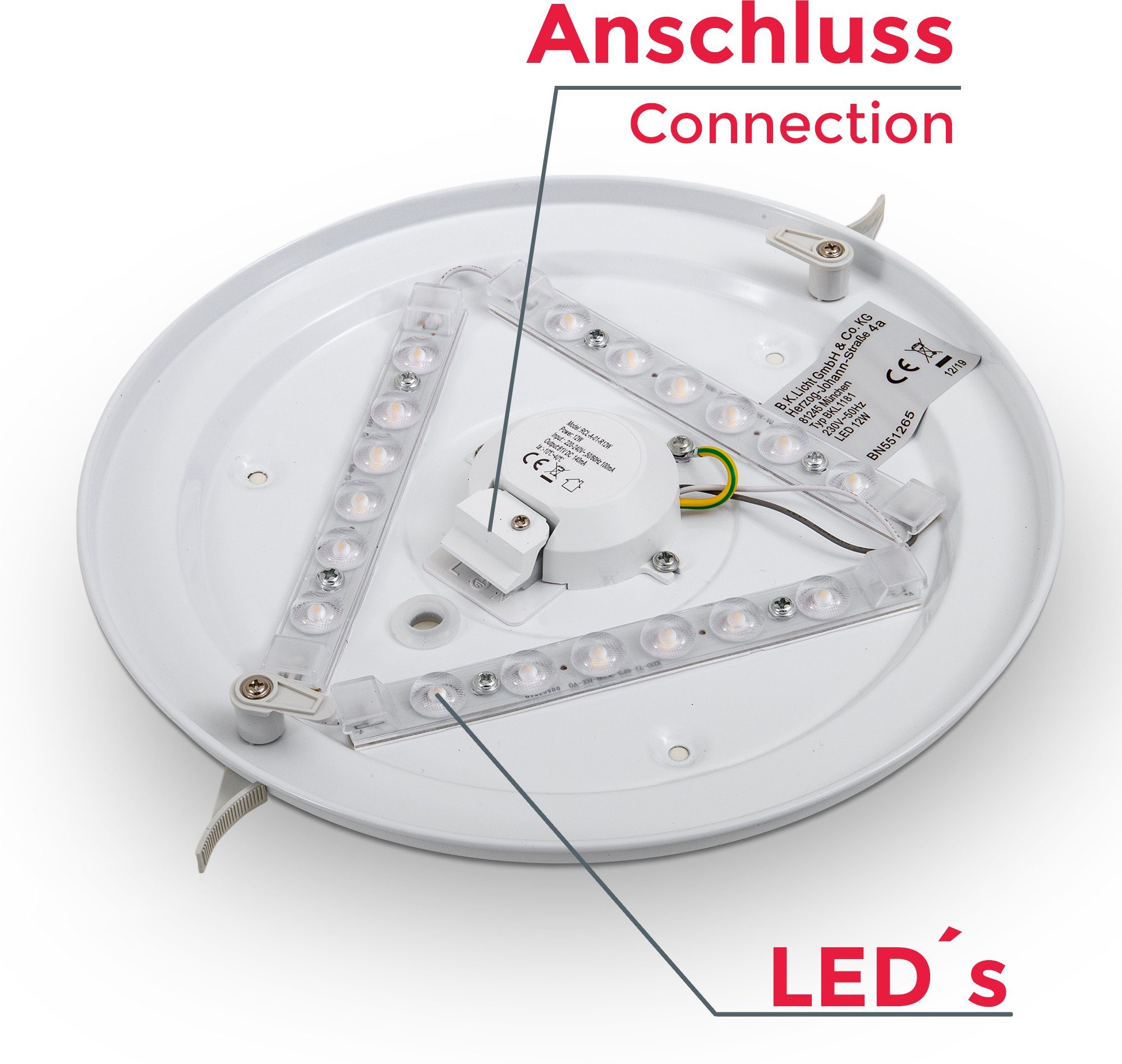Deckenleuchte integriert, Leonis, LED 12W fest Leuchte LED LED Wohnzimmer Weiß Design-Lampe B.K.Licht 28cm Deckenlampe Neutralweiß,