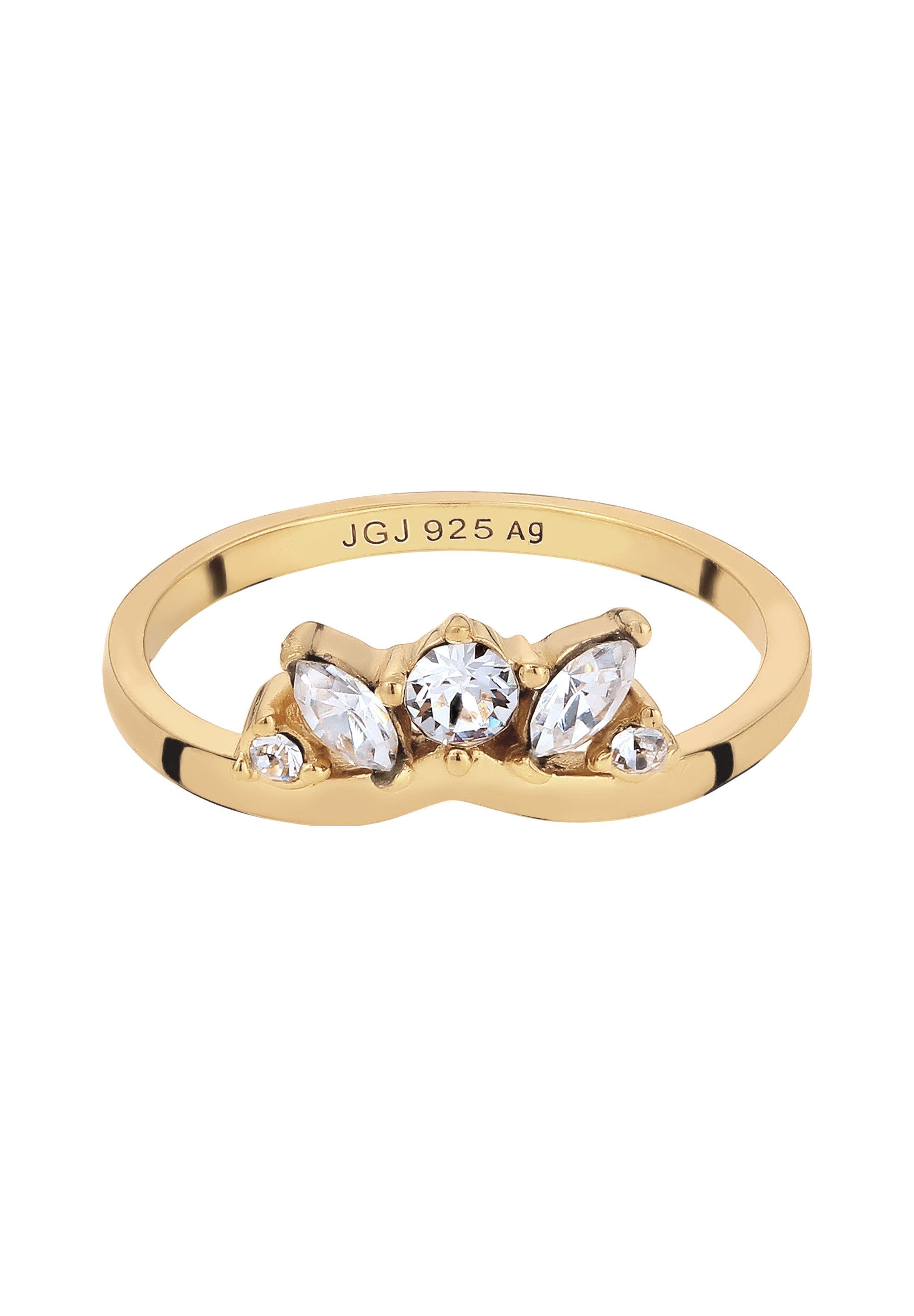 Elli Fingerring Krone mit Kristallen von Swarovski® 925 Sterling Silber – Bild 2 von 5