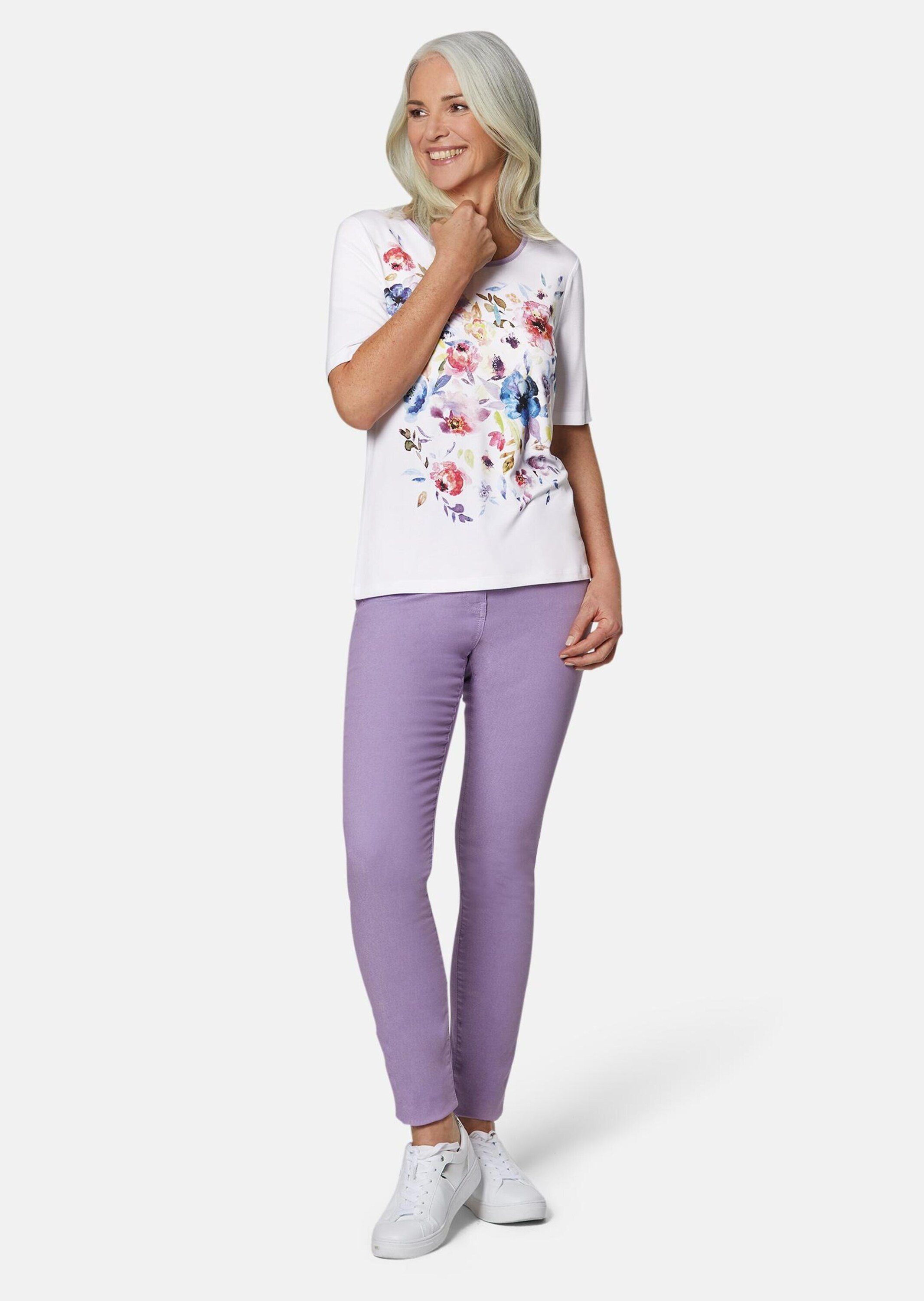 Print-Shirt Druckshirt mit Blumenmotiv
