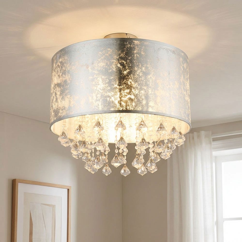 GLOBO LIGHTING Deckenleuchte, Leuchtmittel nicht inklusive, Deckenlampe Deckenleuchte Kronleuchter Kristalllampe Blattsilber