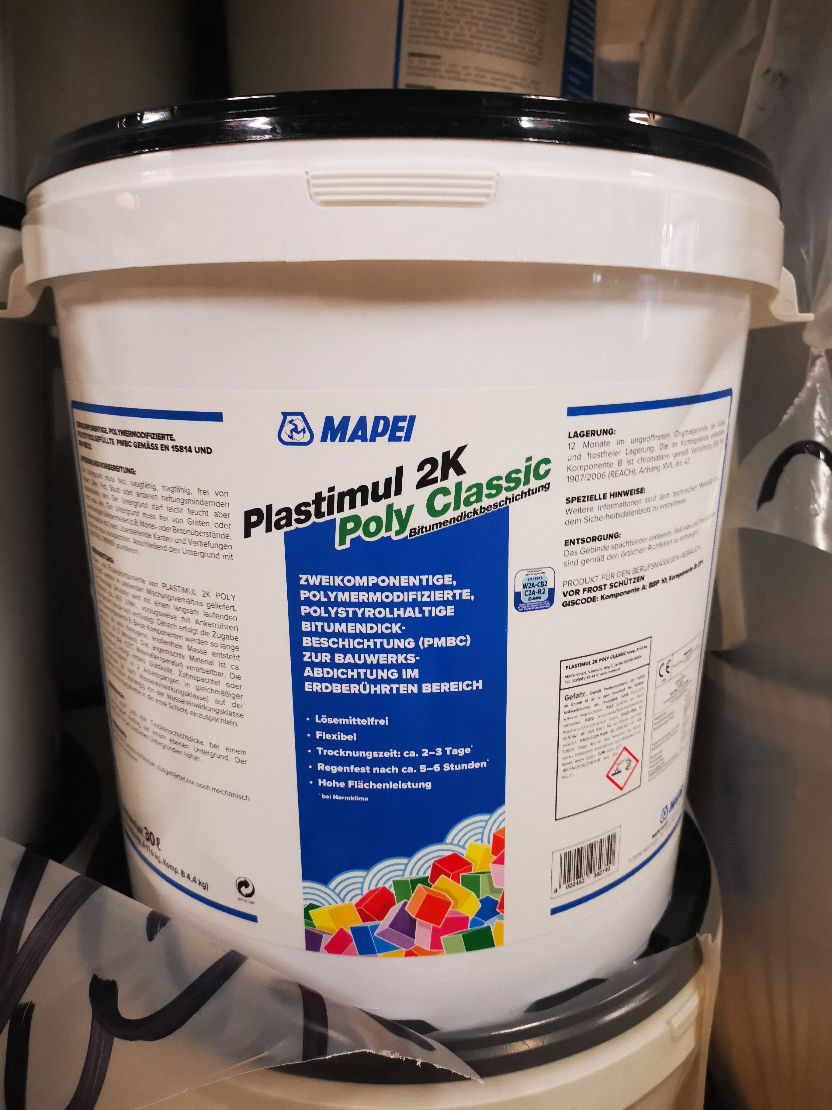 MAPEI Dichtstoff Mapei Plastimul 2k Poly Classic Bitumen Dickbeschichtung 30 L, Bitumendickbeschichtung, Zweikomponentige