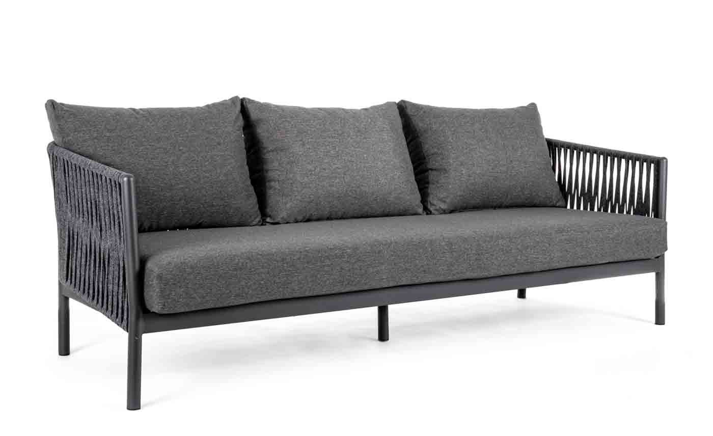 Gartensofa 3-Sitzer Sofa Florencia mit Kissen, Anthrazit