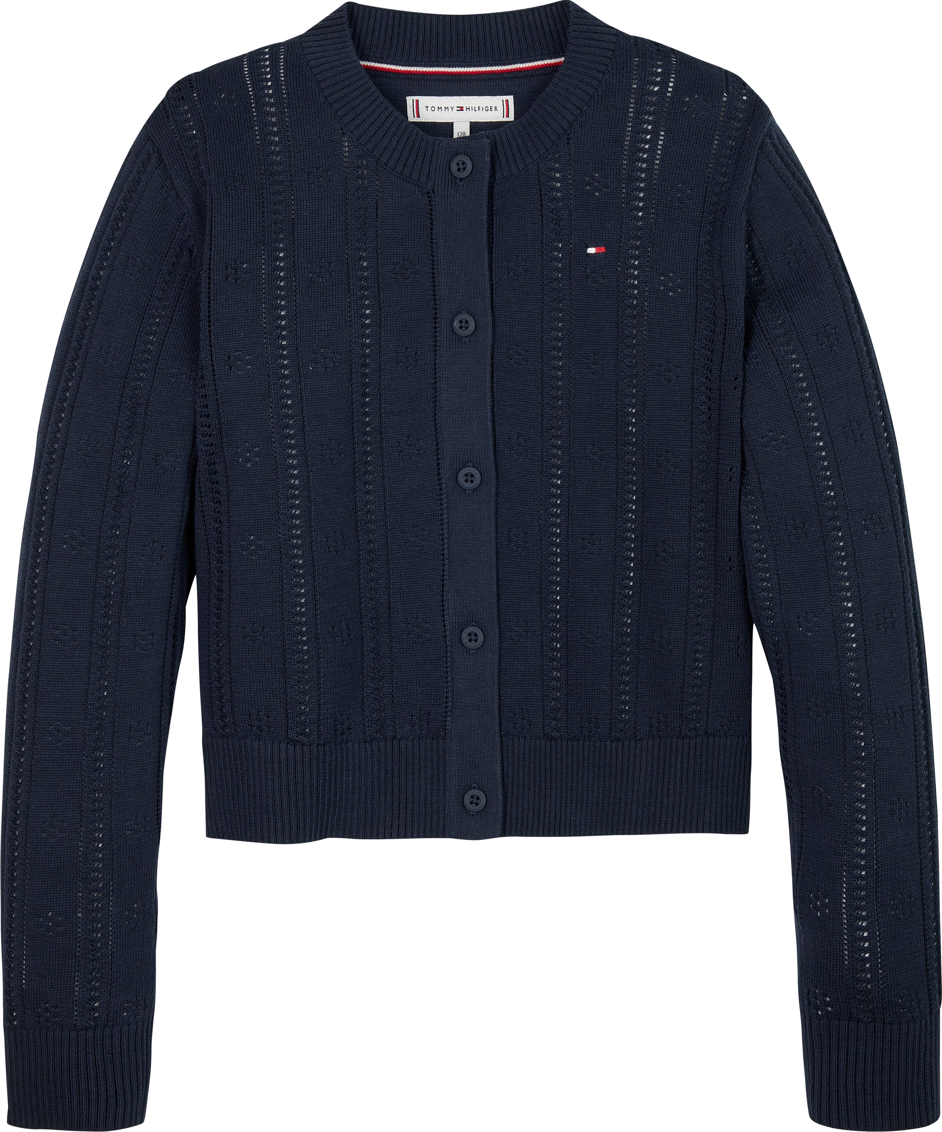 Tommy Hilfiger Strickjacke POINTELLE CARDIGAN LS für Kinder bis 16 Jahre, mit süßem Muster