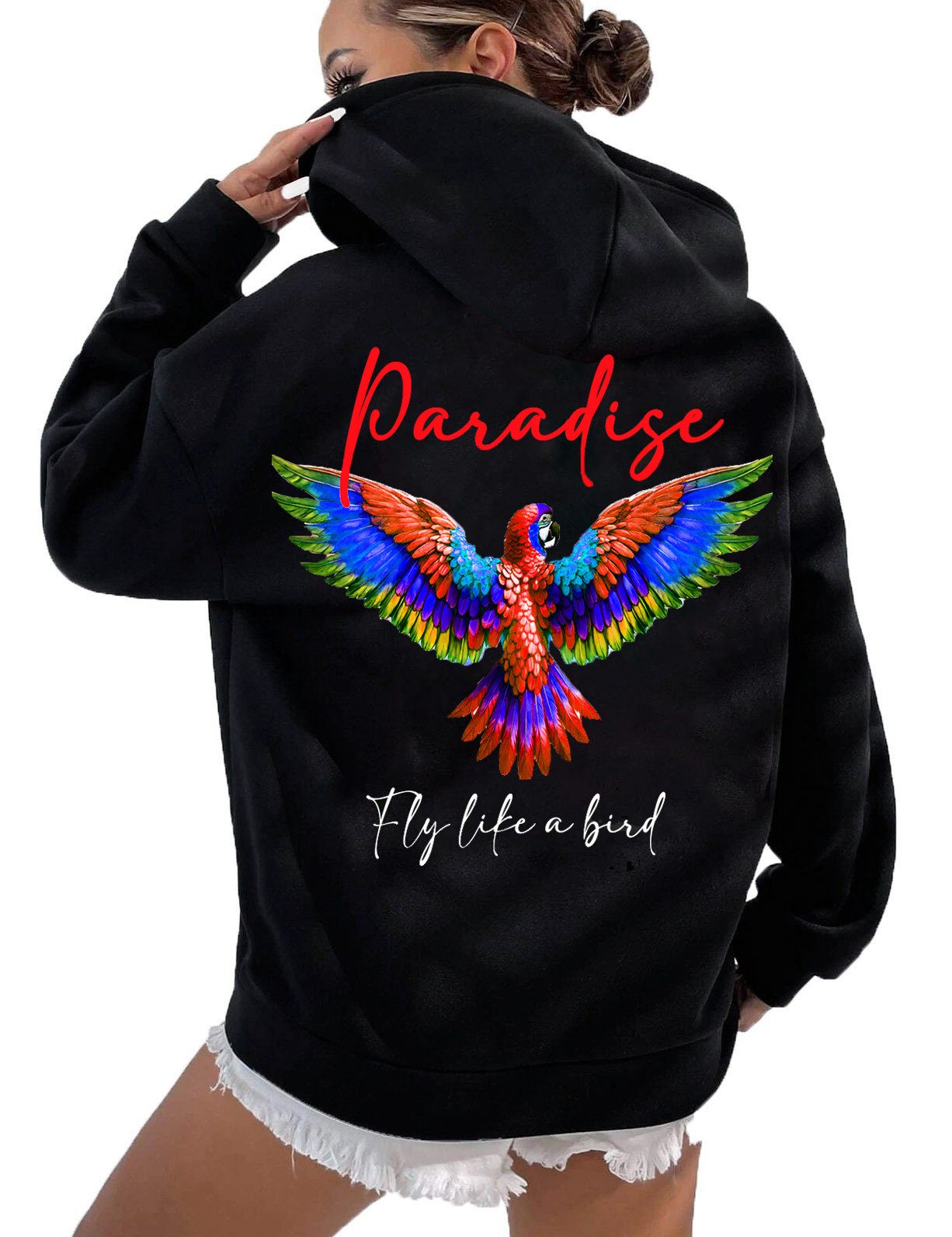 RMK Kapuzenpullover Damen Hoodie Papagei "Paradise" mit Kapuze günstig online kaufen
