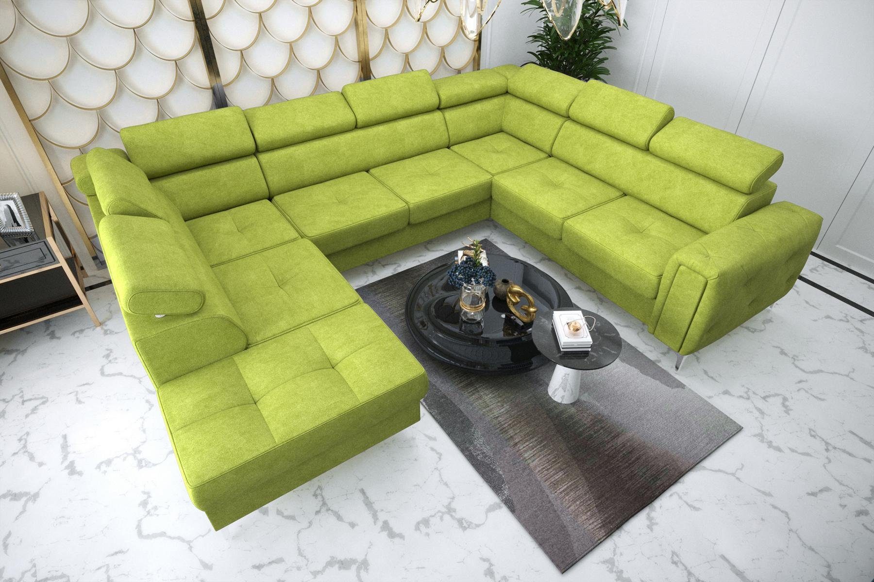 Grün Ecksofa Made Wohnlandschaft Europe Couch Sofa Stoffsofa Design JVmoebel in Sofa, modernes U-Form
