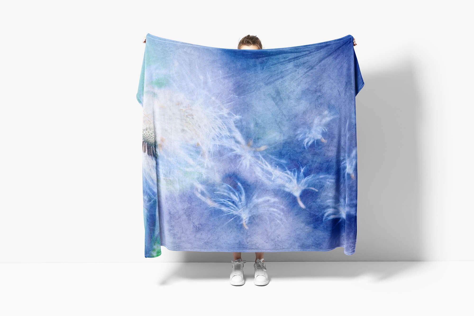 Pusteblume mit Strandhandtuch Handtuch Kuscheldecke Baumwolle-Polyester-Mix Fotomotiv Handtücher Saunatuch Handtuch Art (1-St), Sinus Nahaufn,