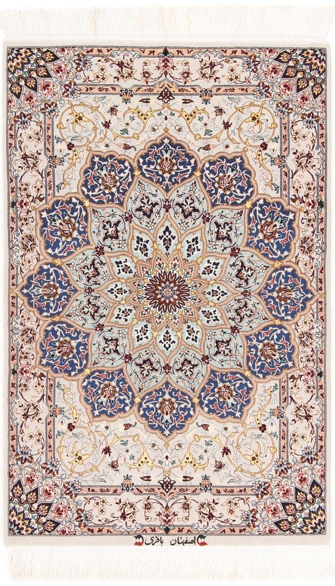 Nain Höhe: Orientteppich, Seidenkette mm 6 rechteckig, Handgeknüpfter Isfahan 82x128 Trading, Orientteppich