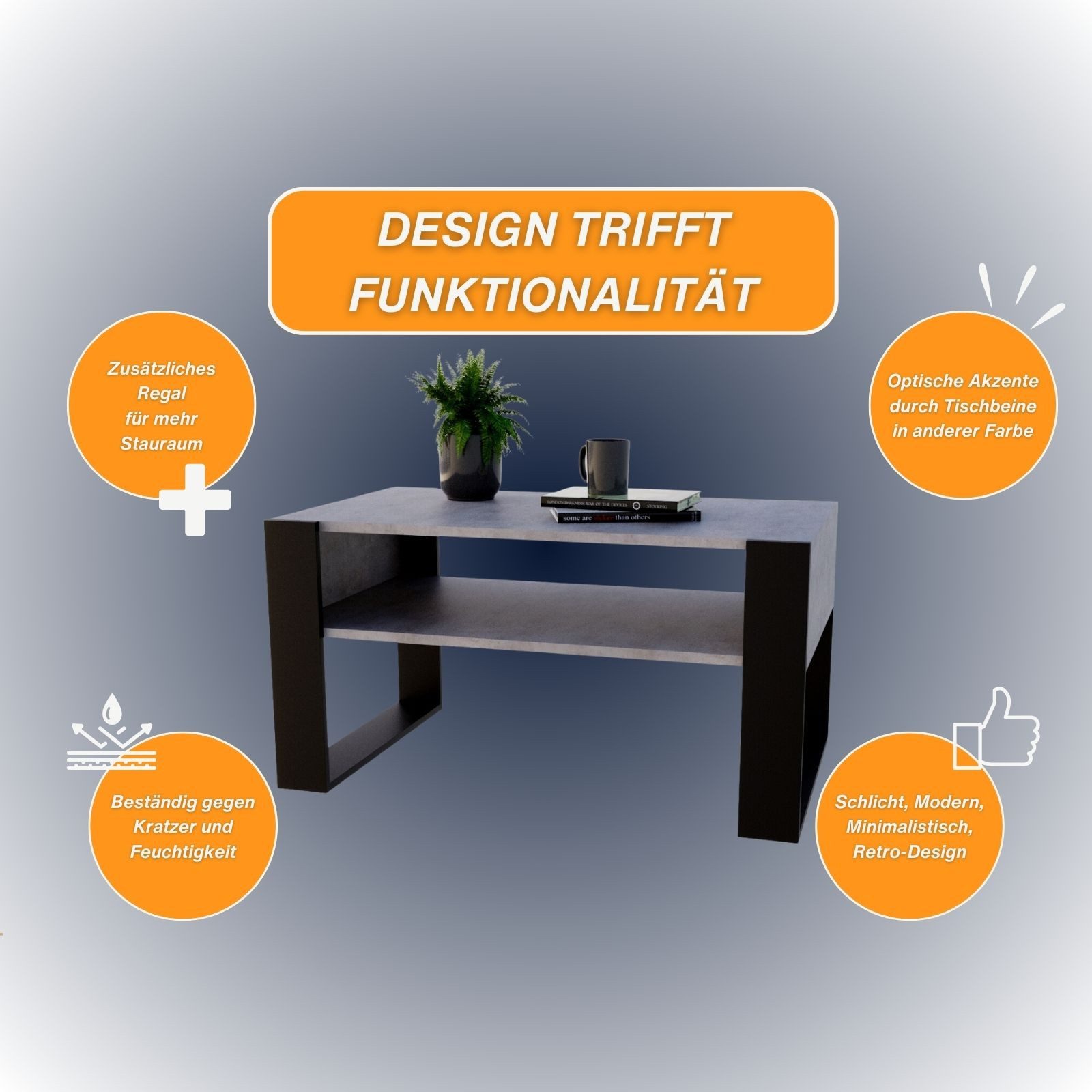 Raumhirsch Furniture Couchtisch Karo92 modern & stabil fürs Wohnzimmer aus Holzwerkstoff