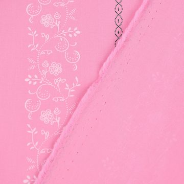 SCHÖNER LEBEN. Stoff Baumwollstoff Trachten Ranken Blumen Punkte rosa weiß grün 1,50m