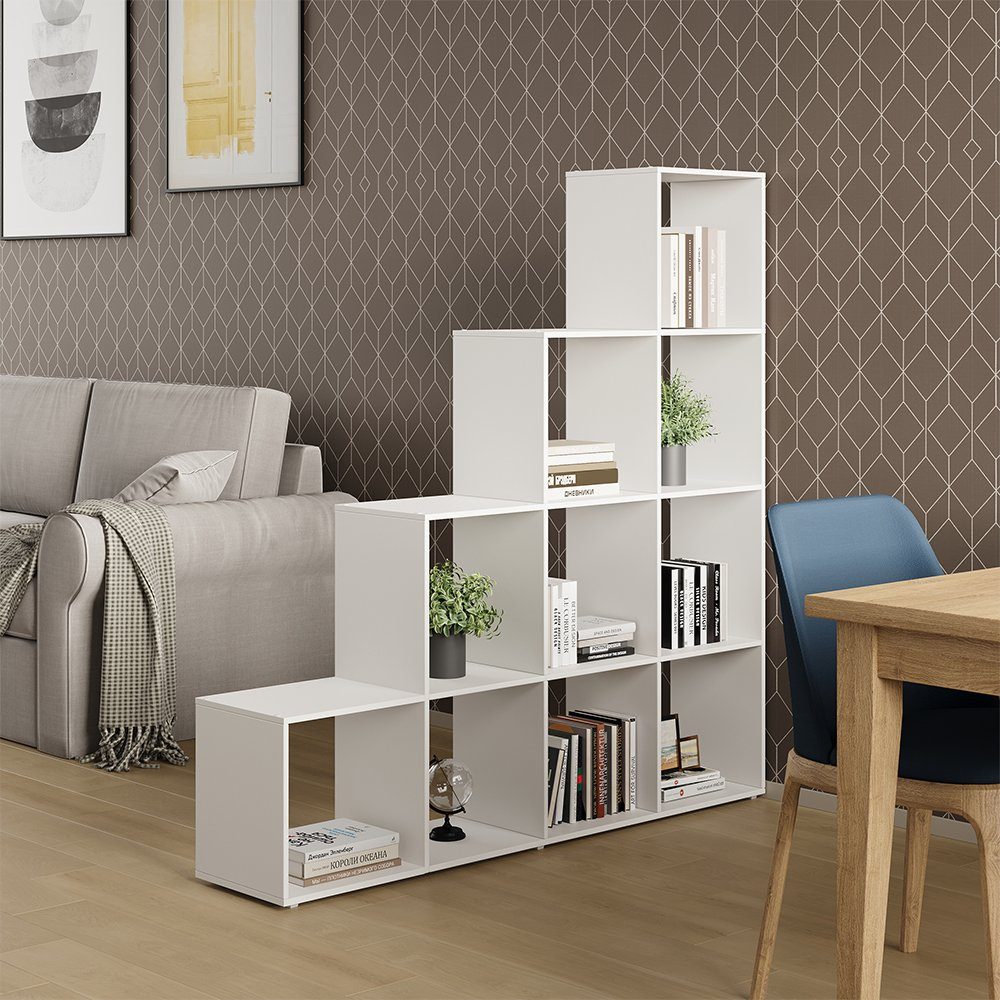 Vicco Raumteiler Aramis, Weiß/Weiß, 139 x 143 cm 10 Fächer günstig online kaufen