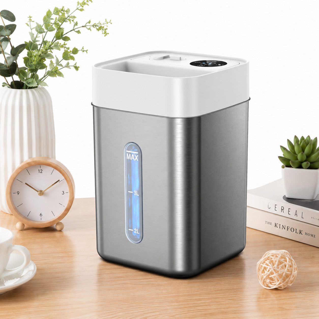 Wootoy Luftbefeuchter Raumbefeuchter 4,6L Ultraschall Luftbefeuchtungsgerät Timer Nachtlicht, 4,6 l Wassertank, 7-farbiges Nachtlicht und 2–8 Stunden Timer für hohen Komfort
