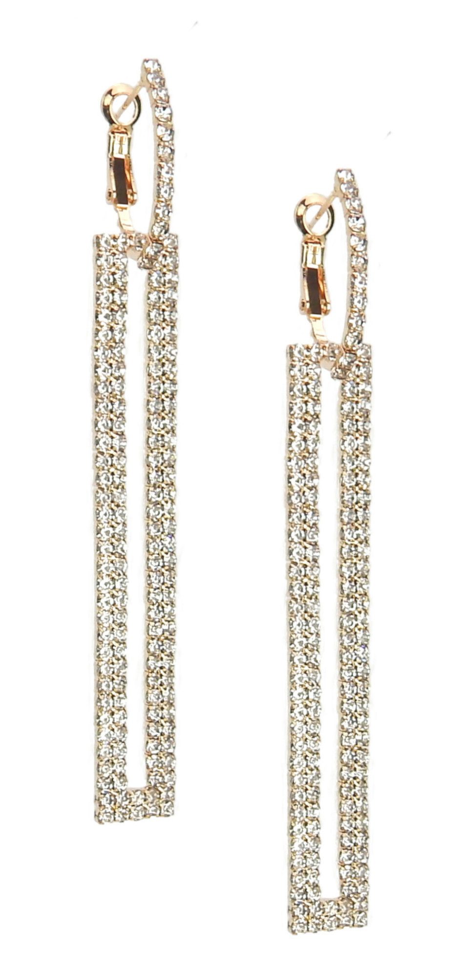 Ella Jonte Paar Ohrhänger, lange Statement Strass Ohrringe - Gold oder Silber