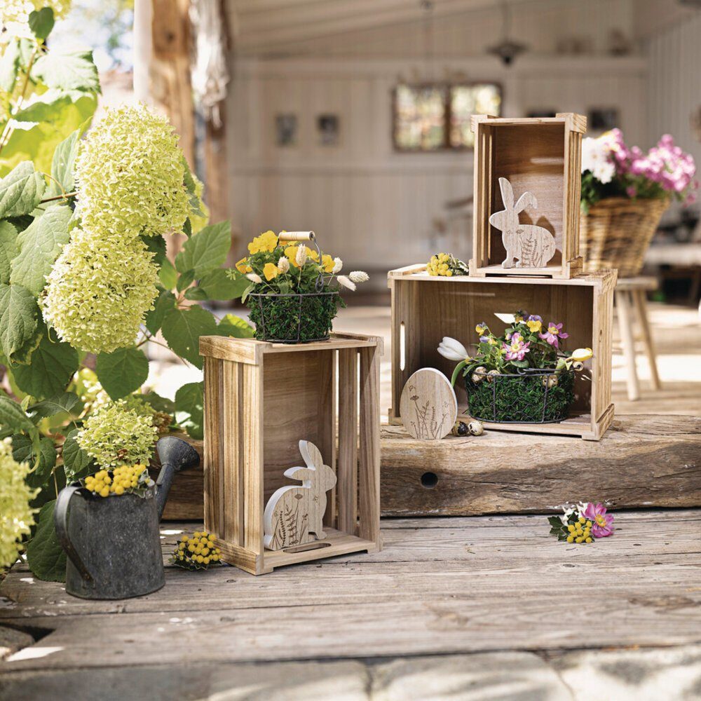 Home-trends24.de Osterhase Osterdeko Hase Osterei Hasen Osterhasen Set Figur Deko Objekt 3er (3 St)