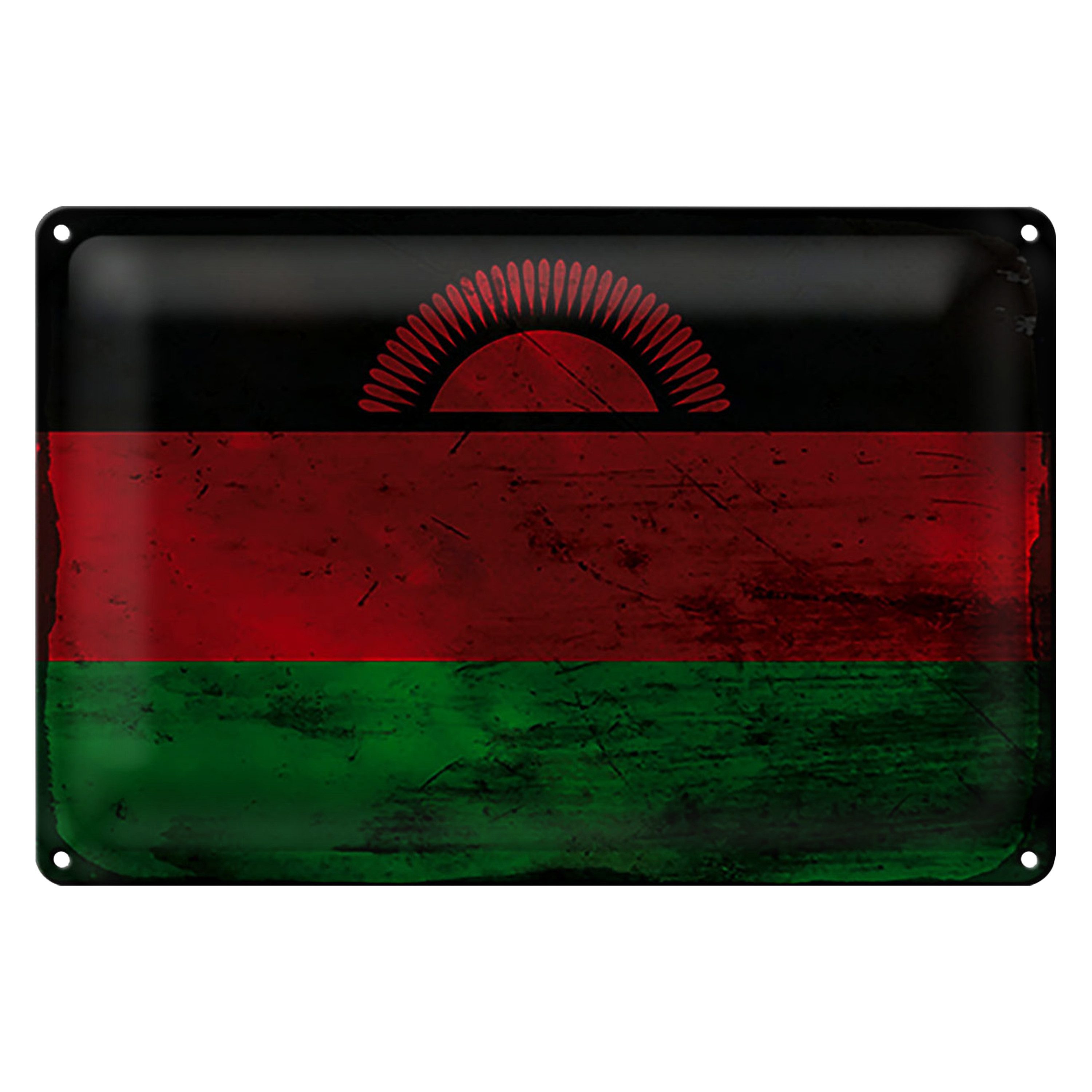 Roomando Metallschild Flagge Malawi 18x12cm Flag of Malawi Rost