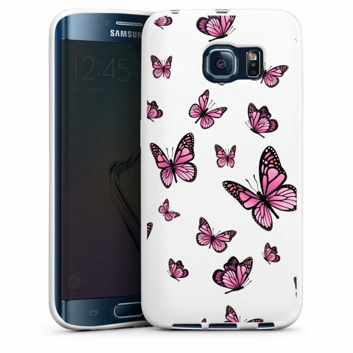 DeinDesign Handyhülle Schmetterling Muster Motiv ohne Hintergrund Schmetterlinge Pink Samsung Galaxy S6 Edge Silikon Hülle Bumper Case Handy Schutzhülle