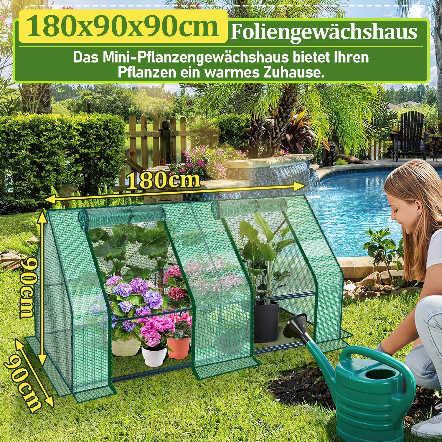 Clanmacy Gewächshaus Foliengewächshaus Gewächshaus mit 3 günstig online kaufen