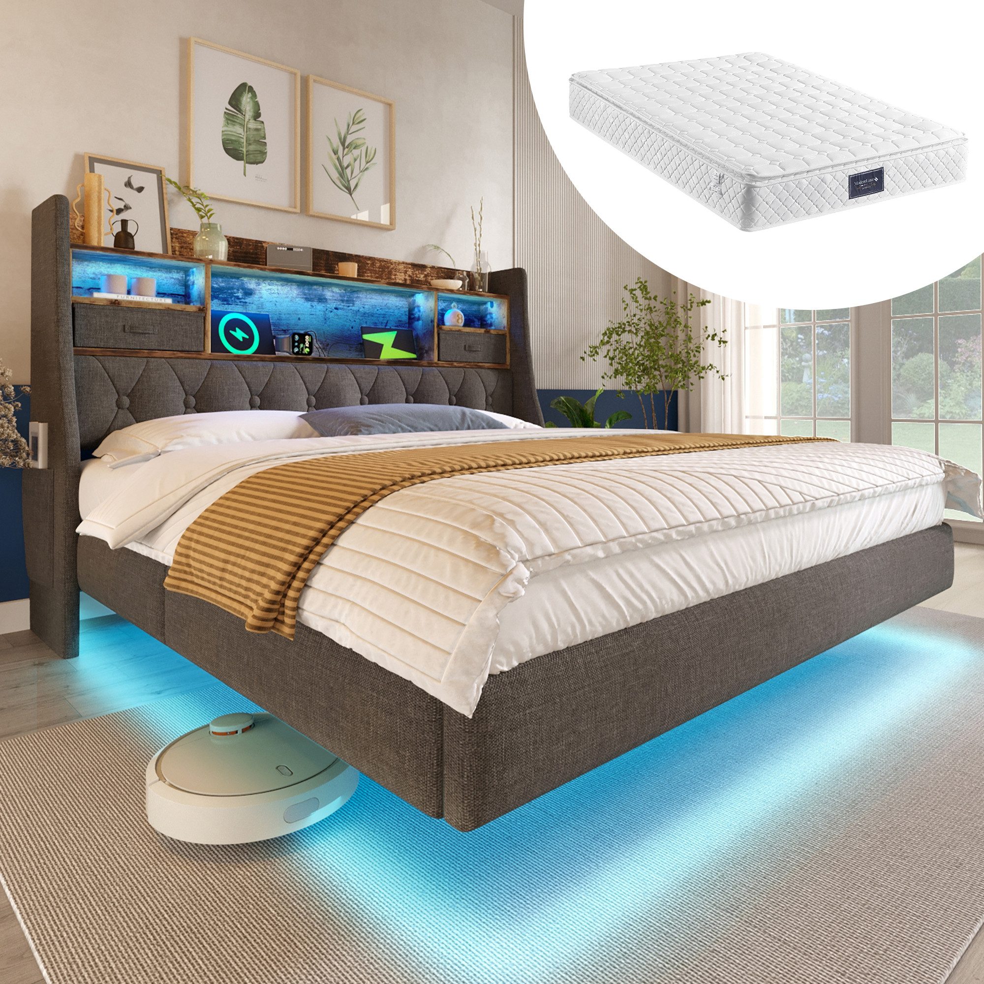 STILVORA Polsterbett 160x200 mit Matratze,Jugendbett Bettgestell günstig online kaufen
