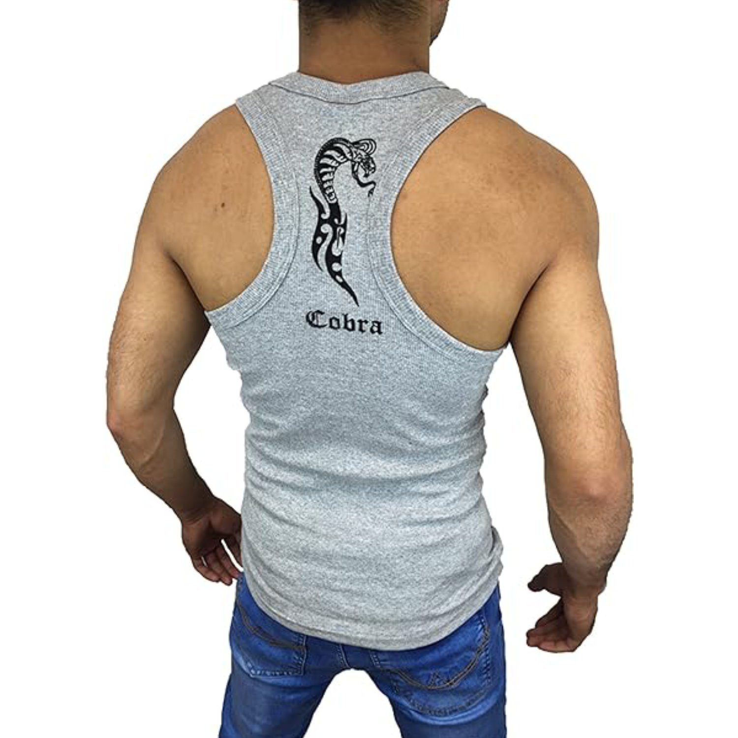 Megaman Jeans Muskelshirt Herren Muskelshirt Sport Tank Top Gym Training Fitness T-Shirt Grau | Shirts