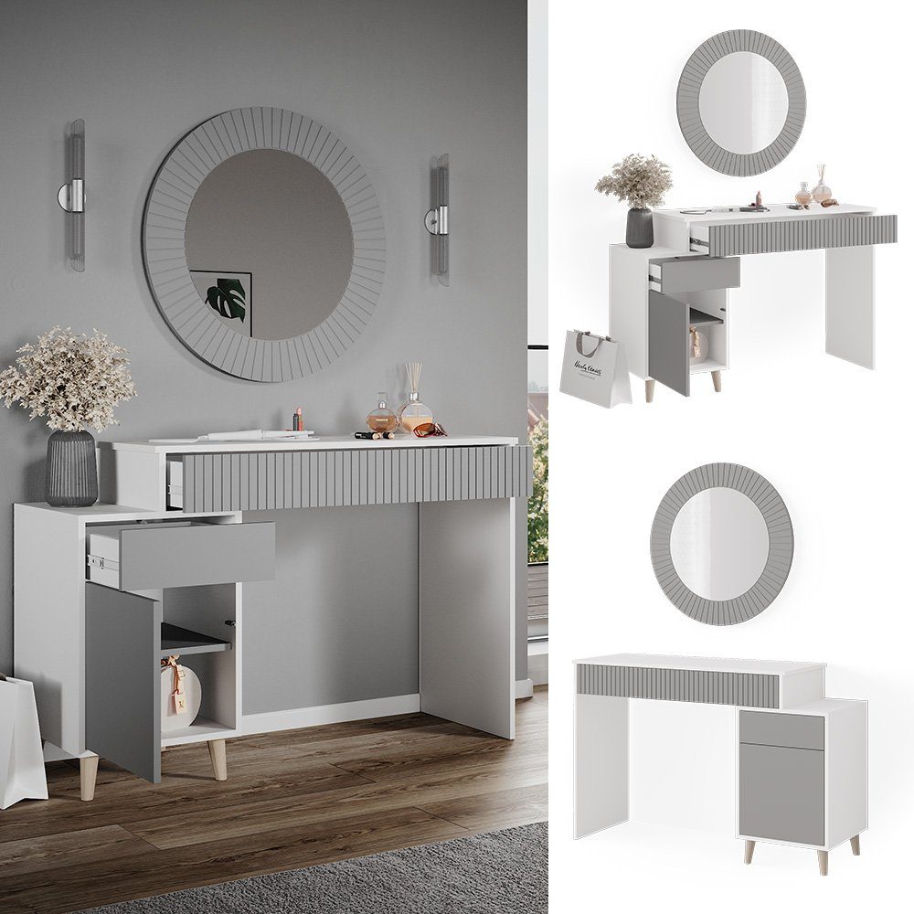 Vicco Schminktisch Arles, Weiß/Grau, 120 cm günstig online kaufen