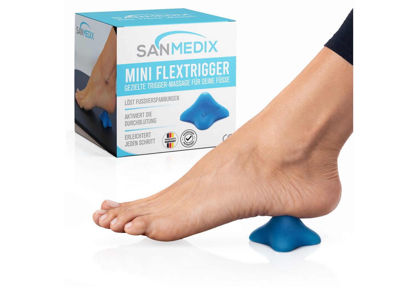 Sanmedix Fußmassagegerät Mini Fußtrigger – Triggerpunkt-Massage für Füße, Fußreflexzonen Massage bei Plantarfasziitis, Fersensporn