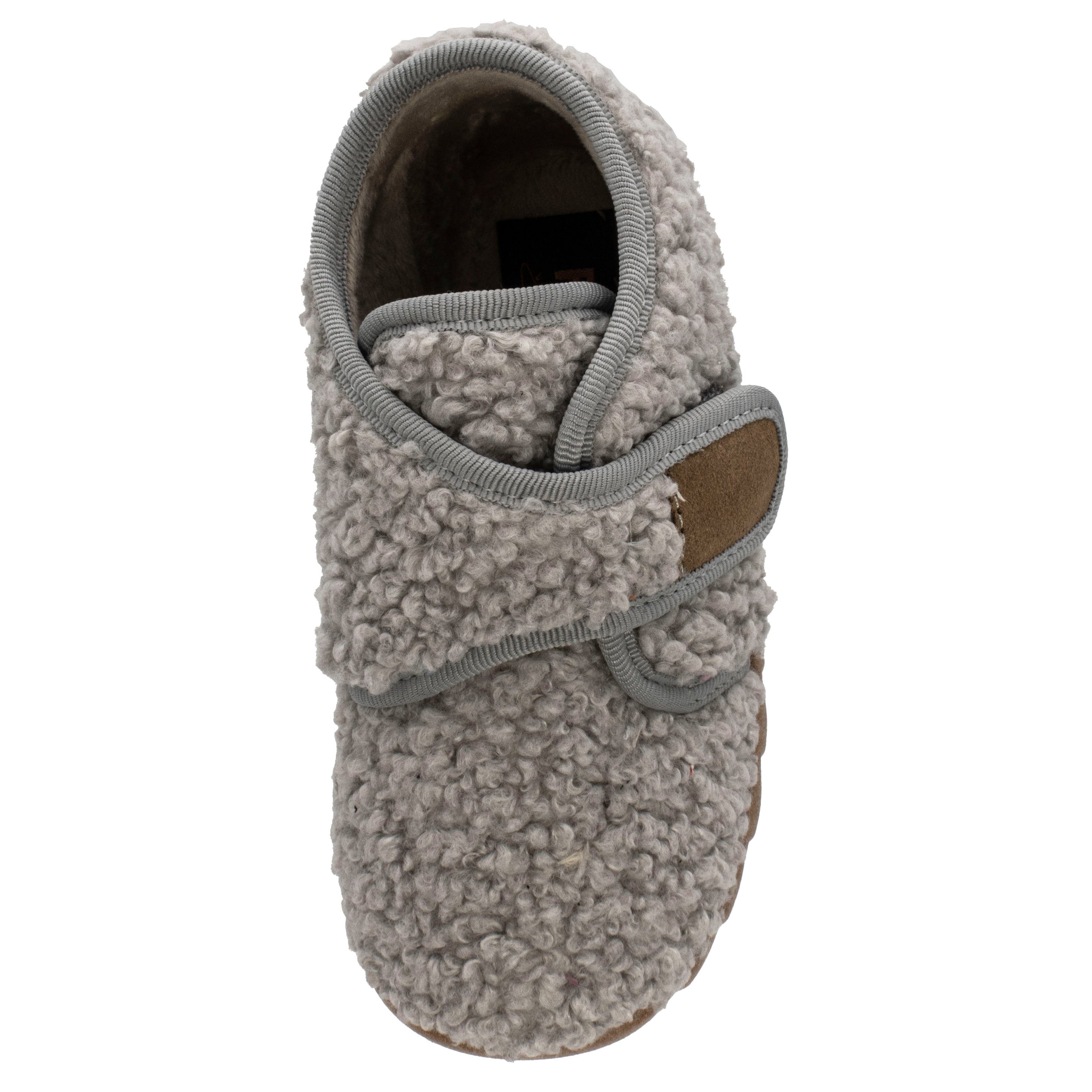 Fischer-Markenschuh Flexi Hausschuh aus Teddystoff, mit Verlours-Futter, mit Klettverschluss